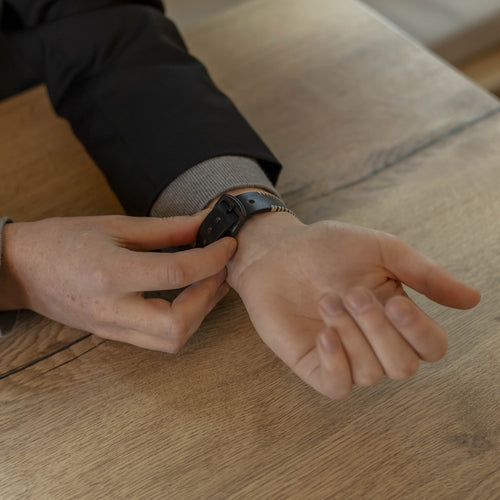 Bracelet cuir cousue Huawei Watch 5 - 46mm (noir)