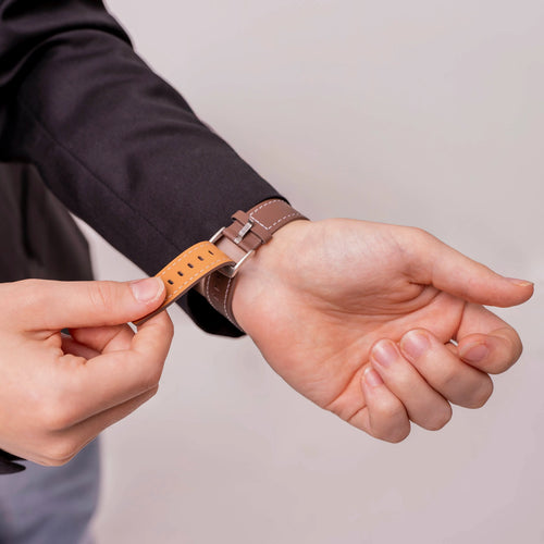 Bracelet cuir 'One Push' Oppo Watch X2 Mini (marron foncé)