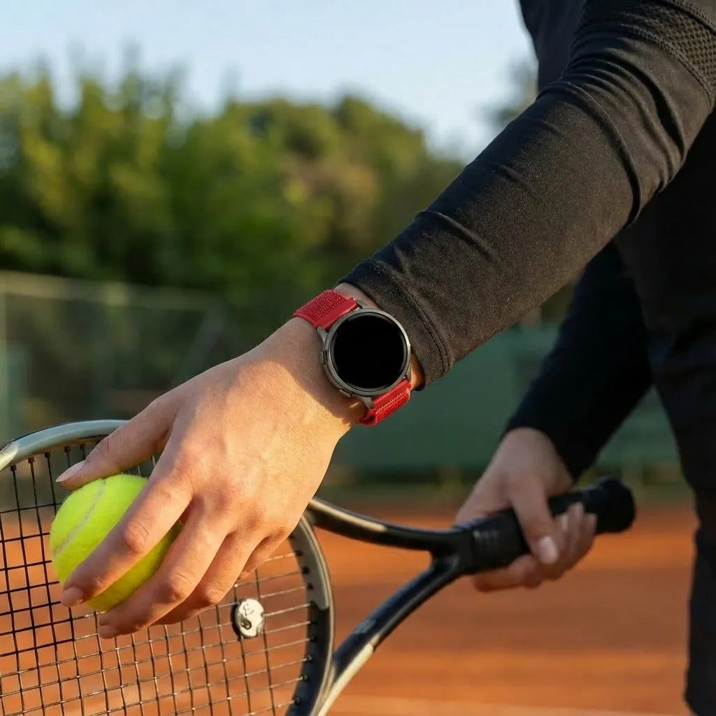 Bandz Garmin Vivomove Luxe nylon loop band (rood)