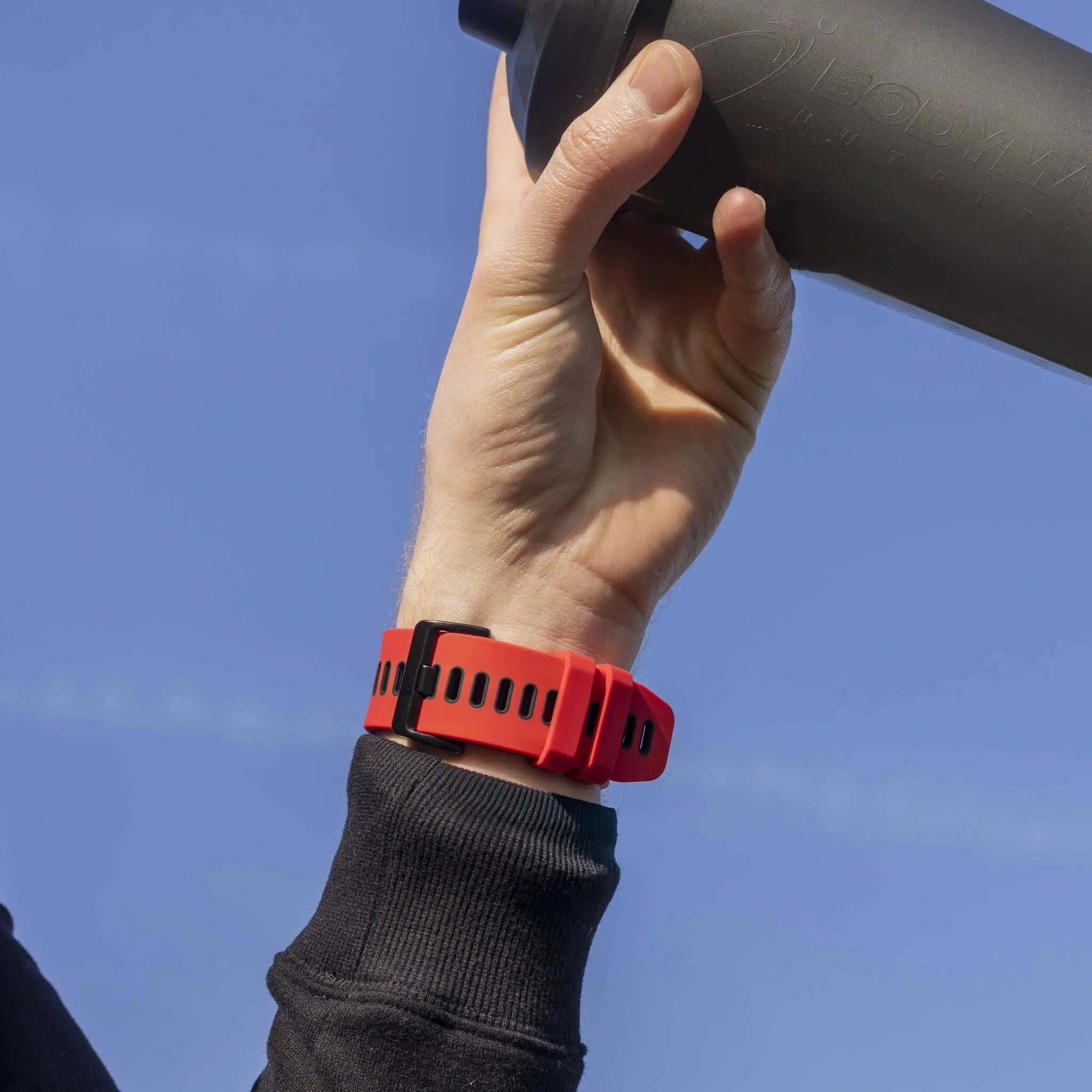 Silicone Sport Buckle Strap, red/black, lifestyle photo
