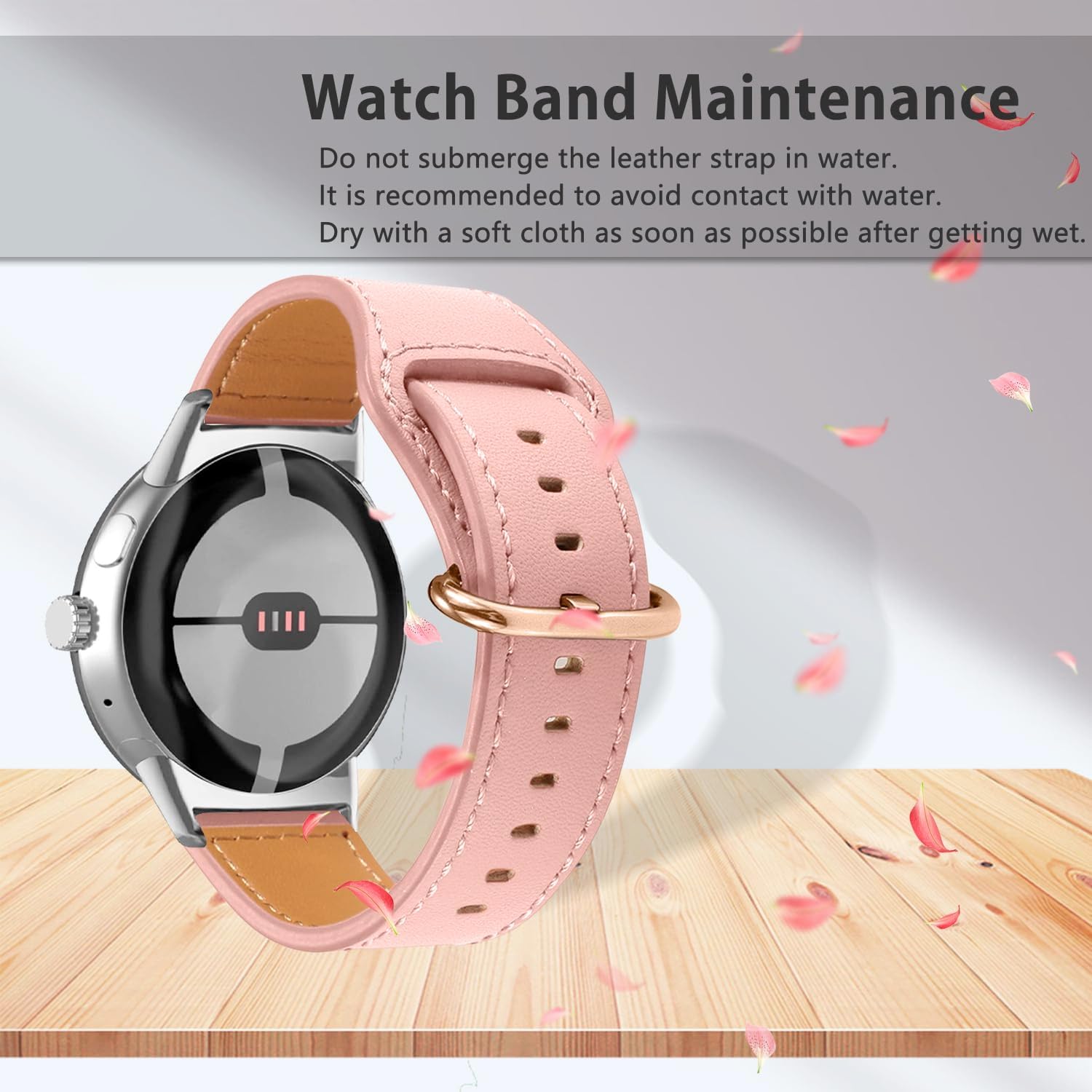 Bracelet cuir à boucle Google Pixel Watch 5 - 41mm (rose)