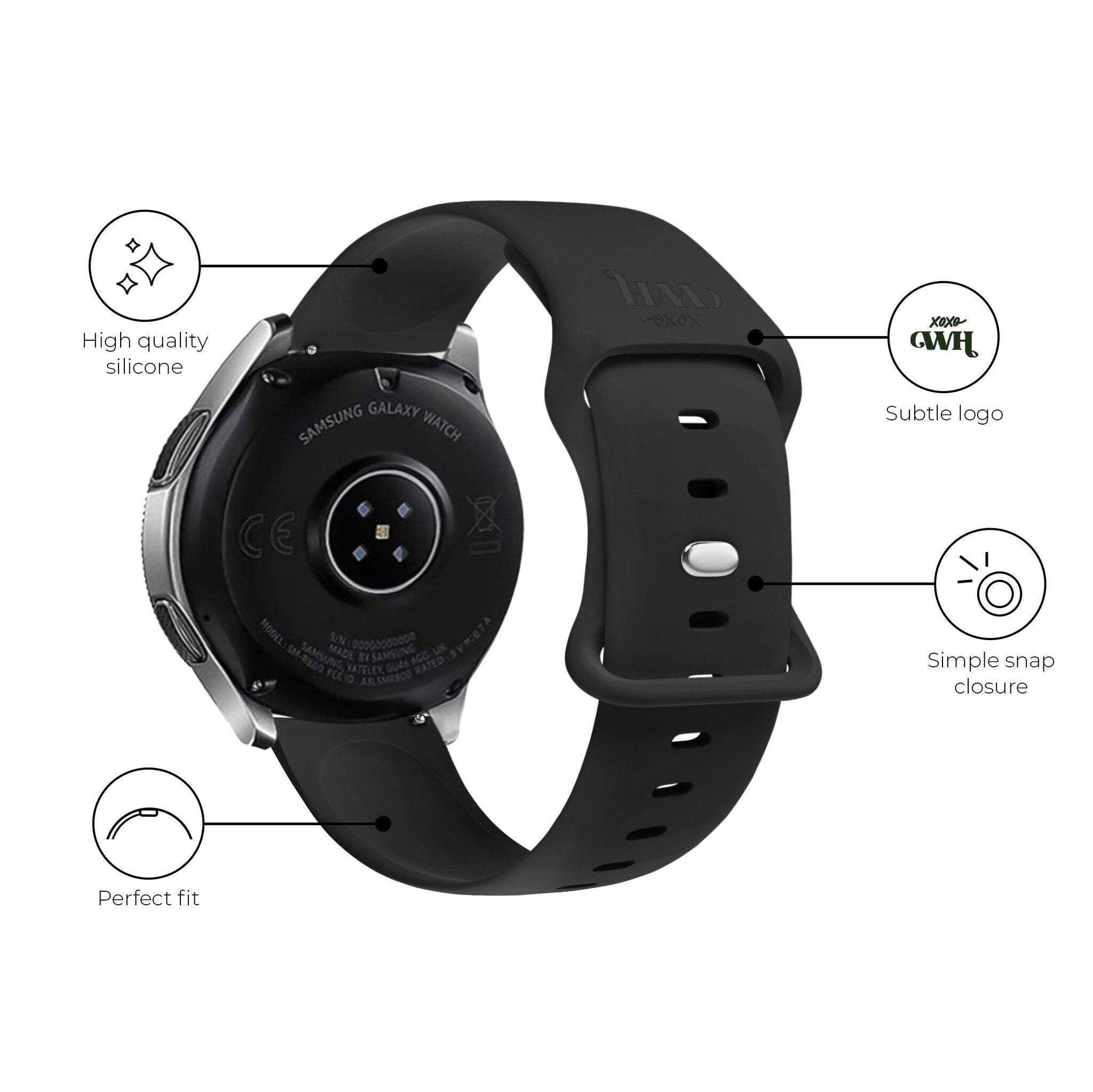 Bracelet silicone xoxo Wildhearts Samsung Galaxy Watch 5 Pro (noir)