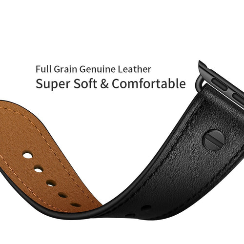 Leather Strap with Screw, black, infographic (USP banner)