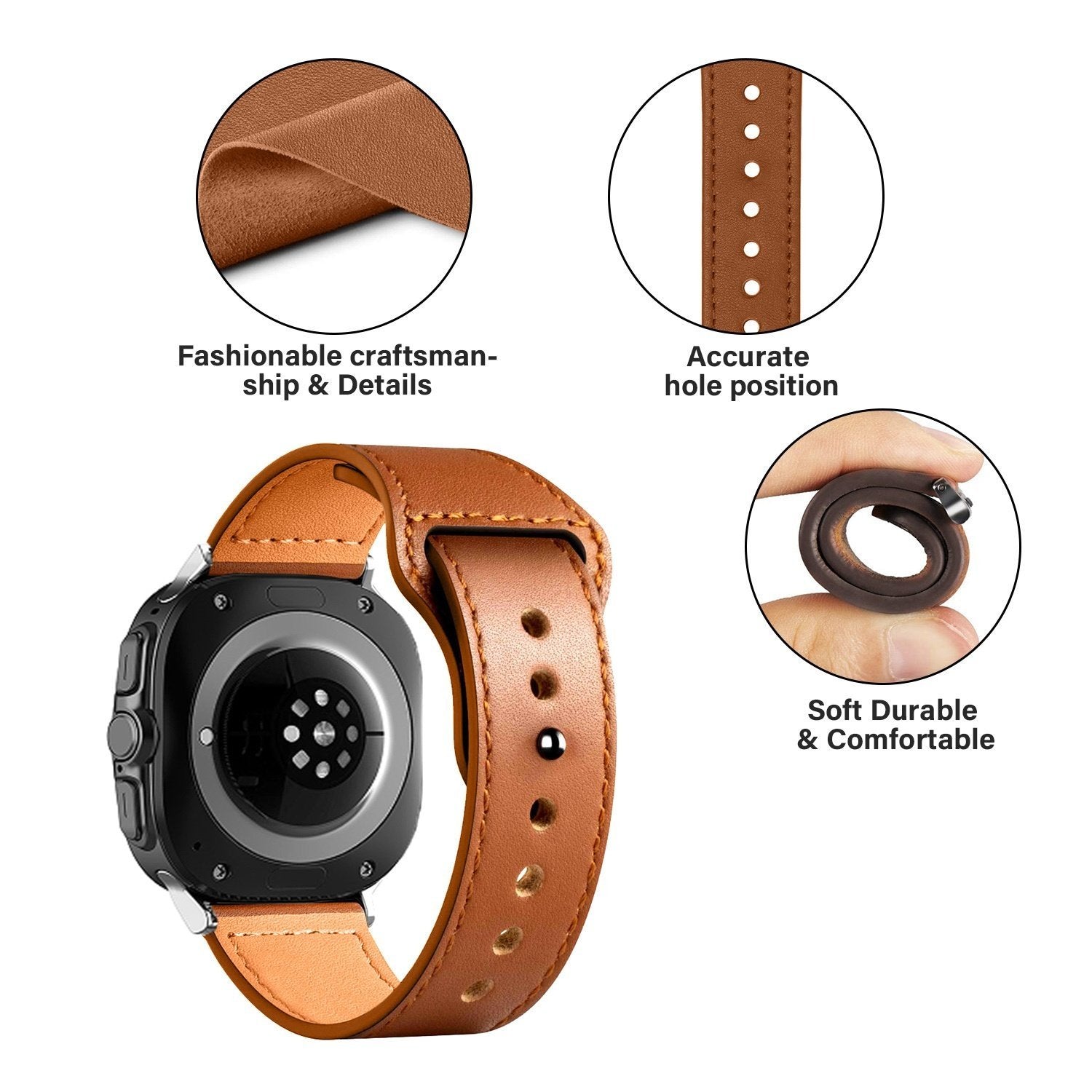 Leather Strap with Snap Closure, brown, promotional banner
