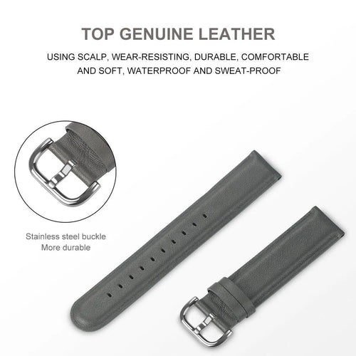 Leather Strap, dark grey, infographic (USP banner)