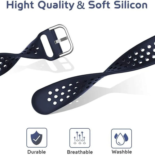 Breathable Silicone Strap, dark blue, infographic (USP banner)