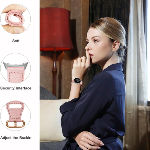 Bracelet cuir à boucle Google Pixel Watch 5 - 41mm (rose)