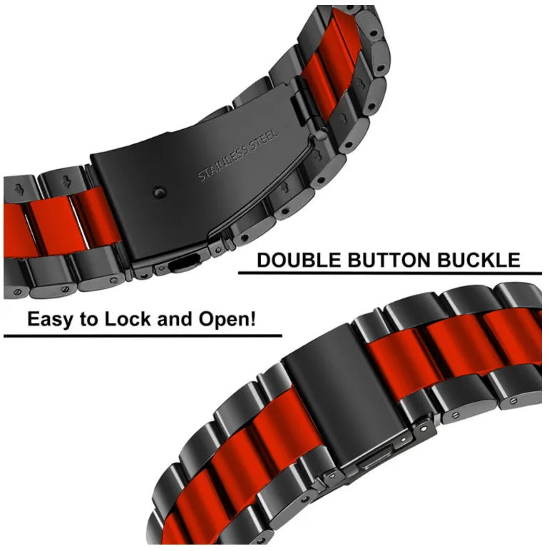 Bracelet acier Garmin Venu 2 (noir/rouge)