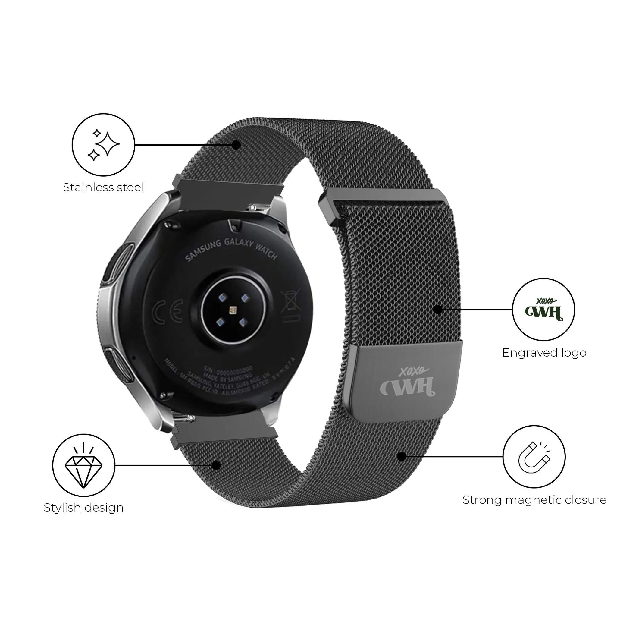 xoxo Wildhearts Amazfit GTR 3 (Pro) Milanese Strap (Black)