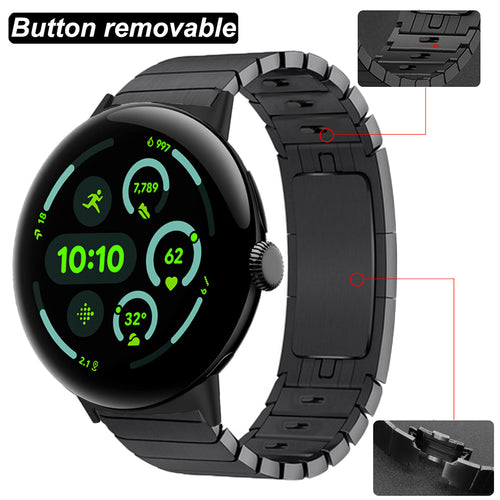 Google Pixel Watch 3 - 45mm Premium Metall Gliederarmband (Schwarz)