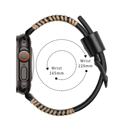 Apple Watch Ultra Stitched Leather Strap (Black)