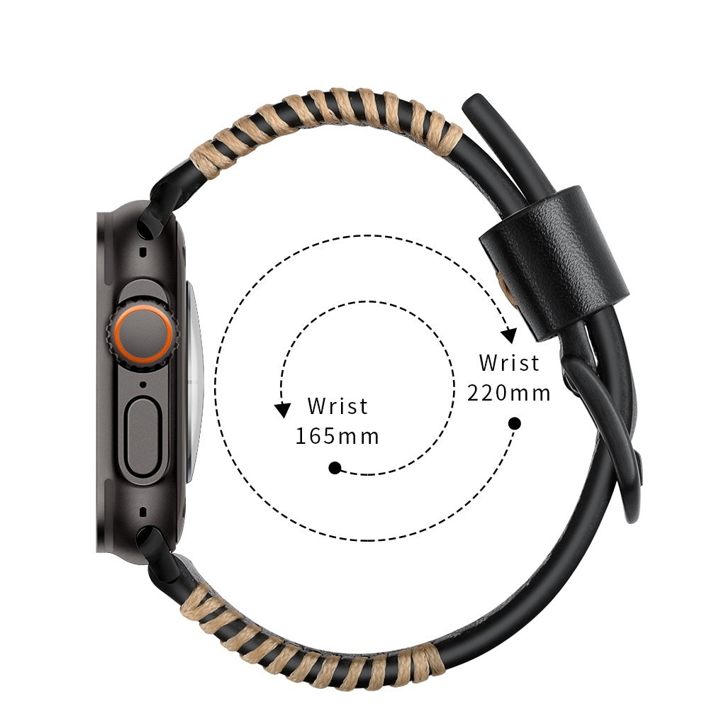 Apple Watch Ultra Stitched Leather Strap (Black)