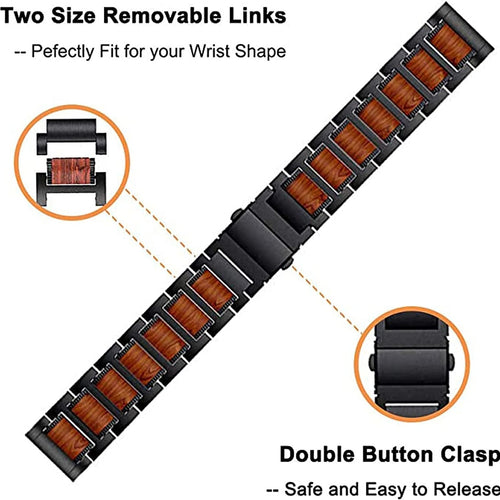 Bracelet bois/acier Amazfit Balance 2 (noir)