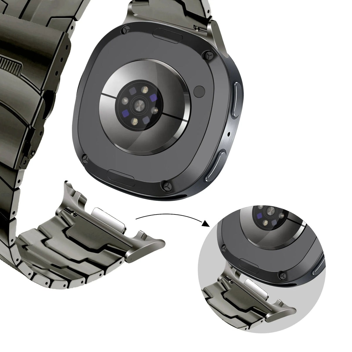Bandz Samsung Galaxy Watch 8 - 44mm Stahlarmband 'Iron' (Graphit)