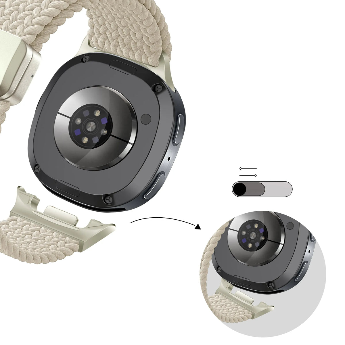 Bandz Correa trenzada magnética Samsung Galaxy Watch 8 - 40mm (blanco estrella)