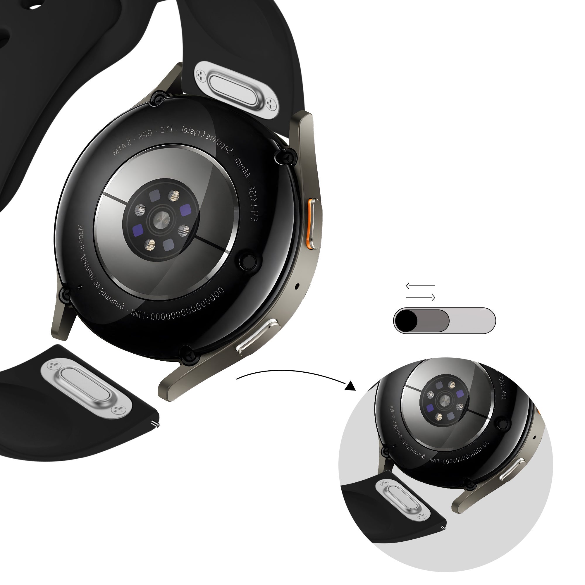 Bandz Huawei Watch GT 5 Pro - 42mm sport band 'Easy fit' (zwart)