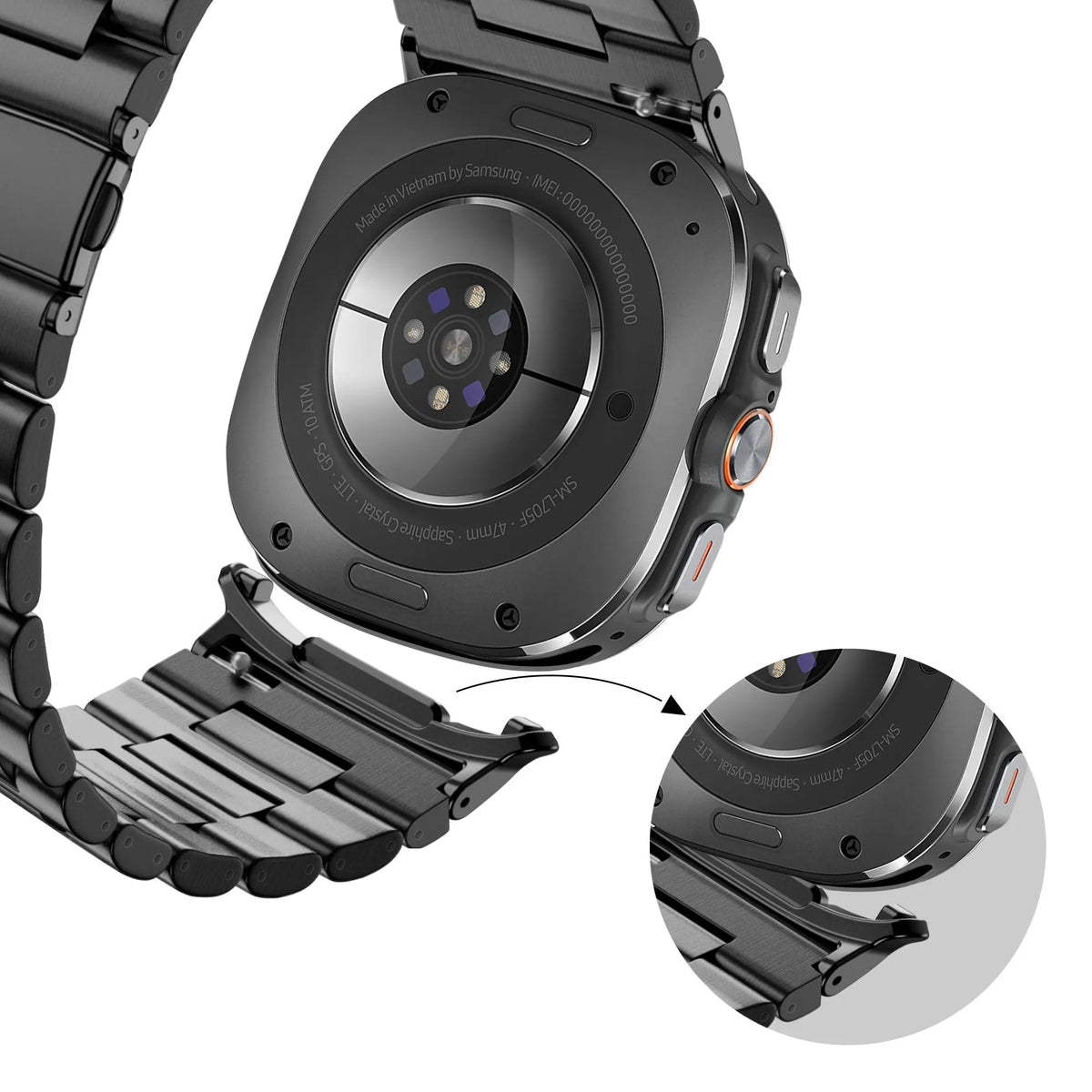Bandz Correa acero con eslabones 'Deluxe' Samsung Galaxy Watch Ultra 2 (negro)