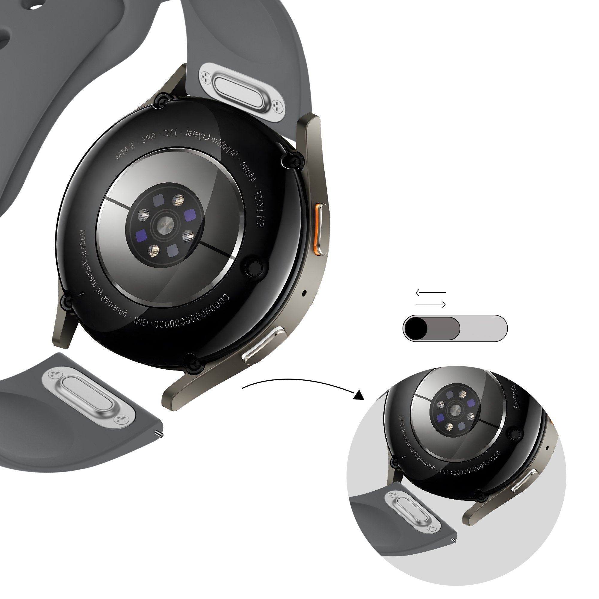 Bandz Huawei Watch GT 3 Pro 43mm sport band 'Easy fit' (grijs)