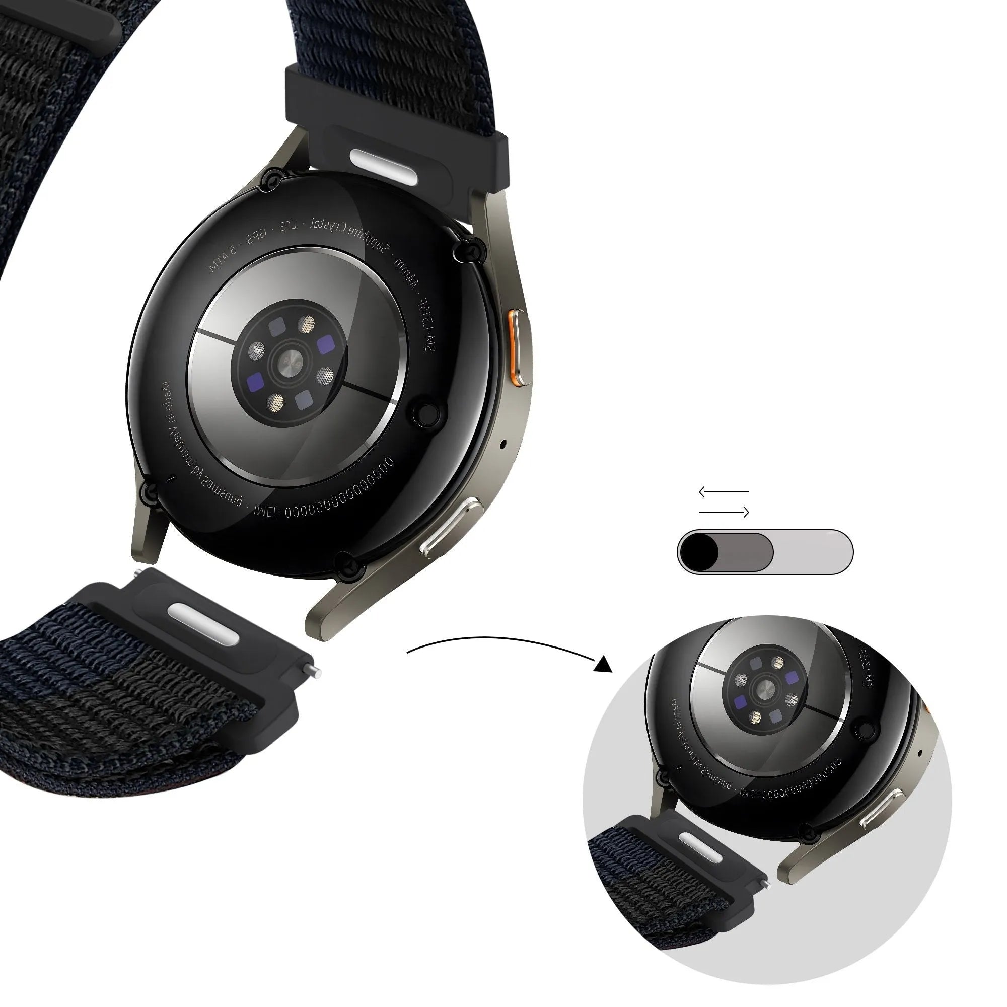 Bandz Amazfit Bip U (Pro) Nylon Strap 'Easy Fit' (Black/Blue)