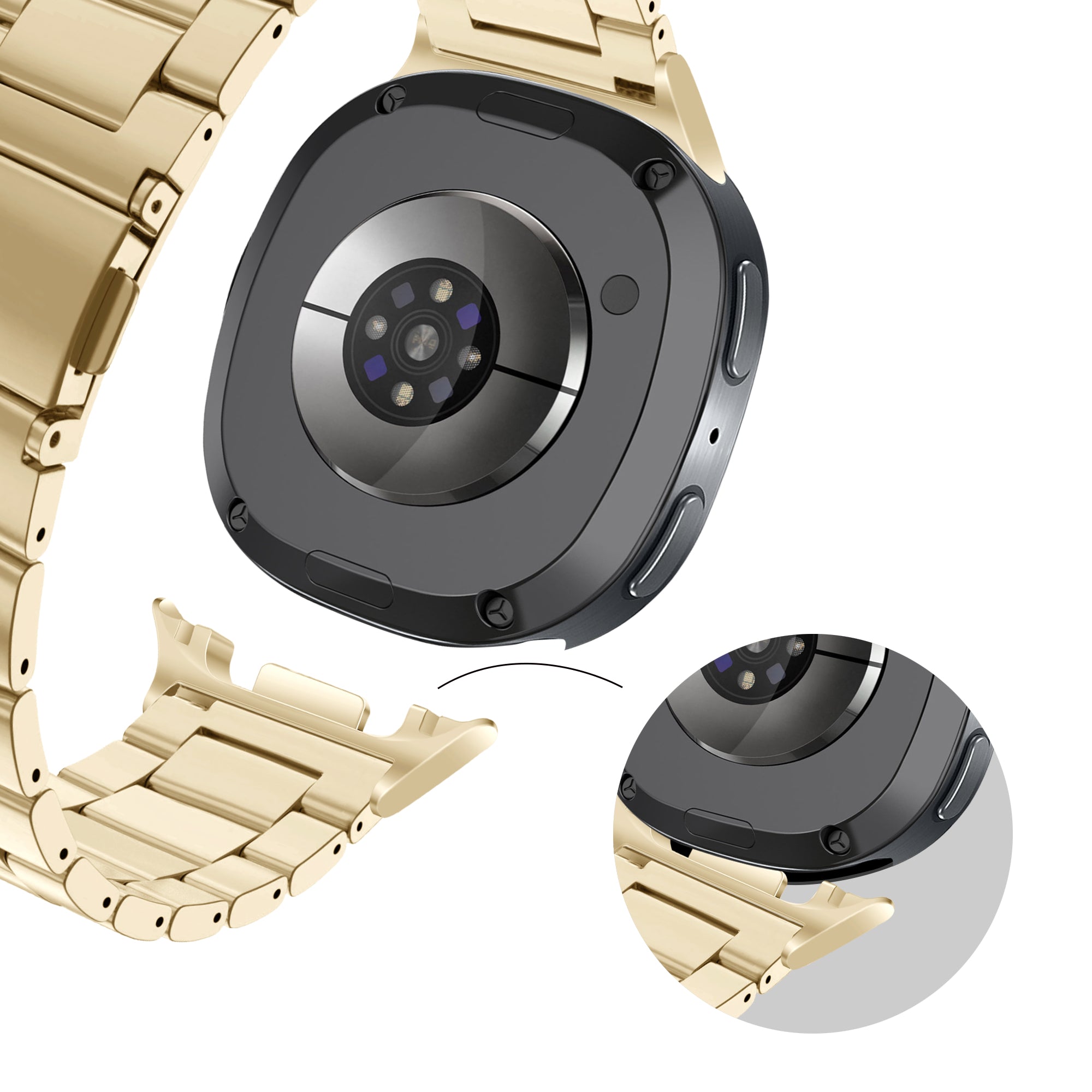 Bandz Samsung Galaxy Watch 8 Classic stalen band 'Classic' (retro goud)