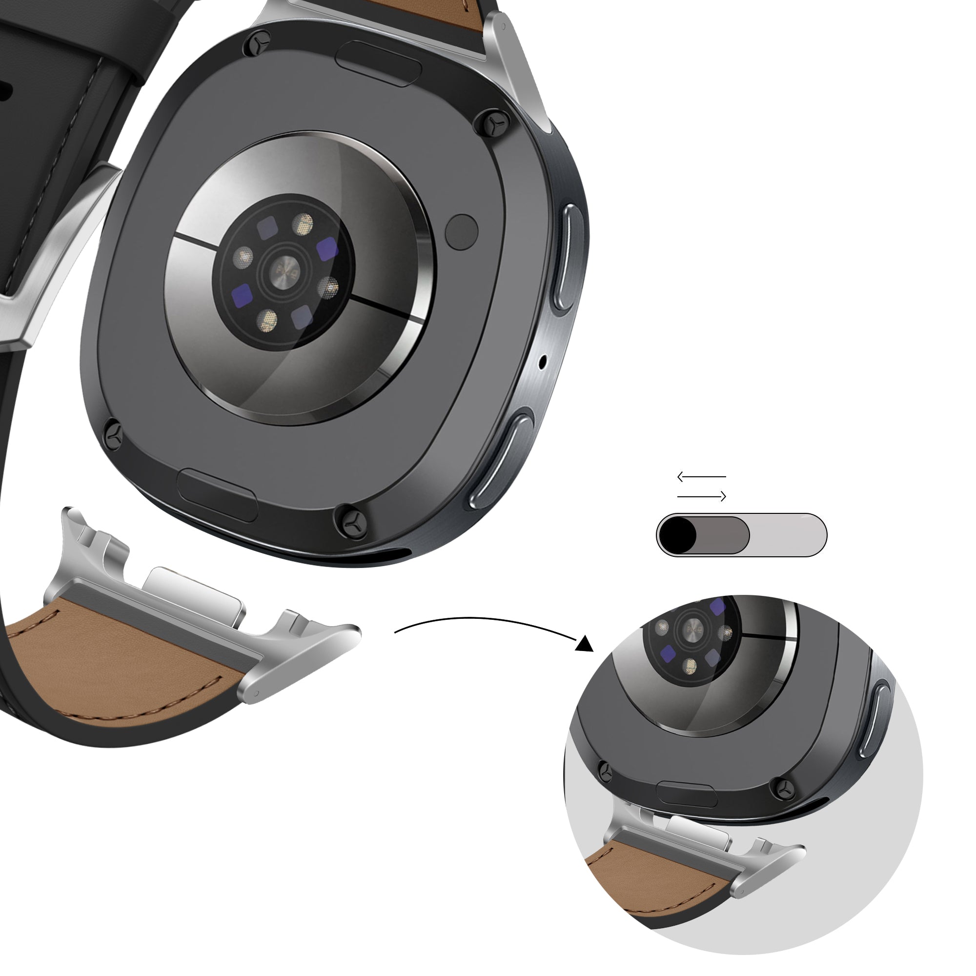 Bandz Samsung Galaxy Watch 8 Classic lederen band 'Classic' (zwart)