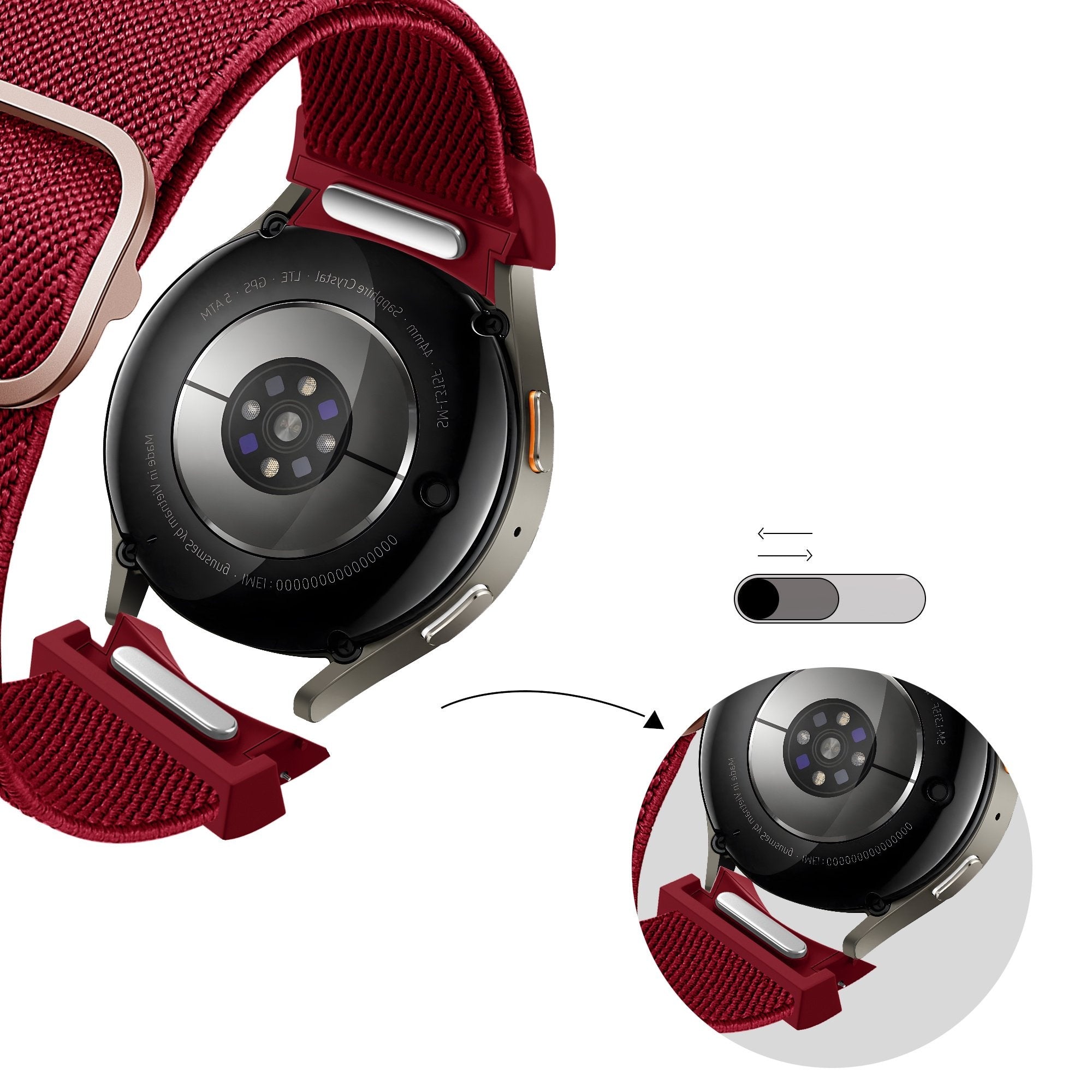 Bandz Bracelet elastique 'Easy Fit' Samsung Galaxy Watch 7 - 44mm (rouge)