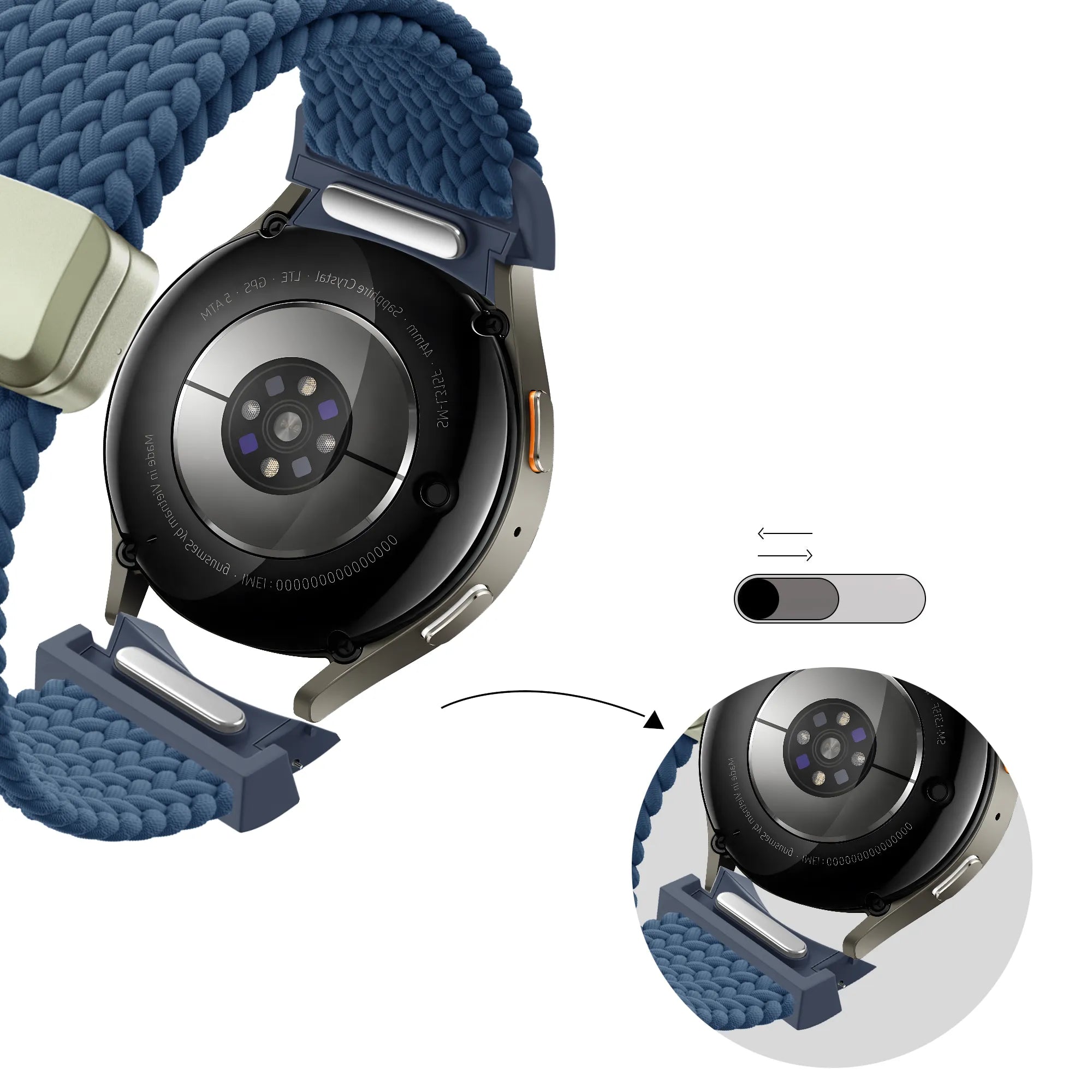 Bandz Samsung Galaxy Watch 4 Classic 46mm gevlochten band 'Easy fit' (blauw)