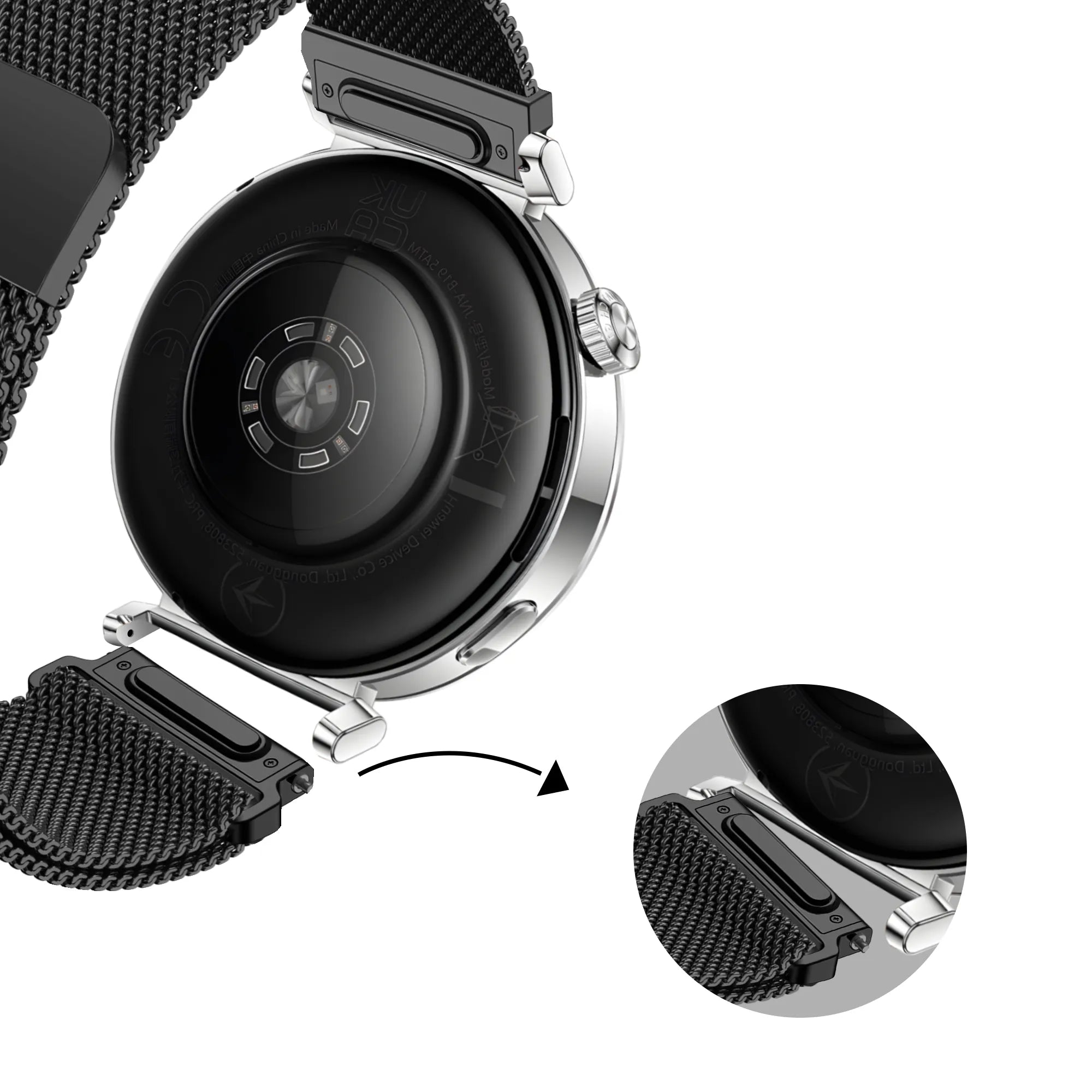 Bandz Huawei Watch GT 6 - 41mm Milanese Armband 'Easy fit' (Schwarz)