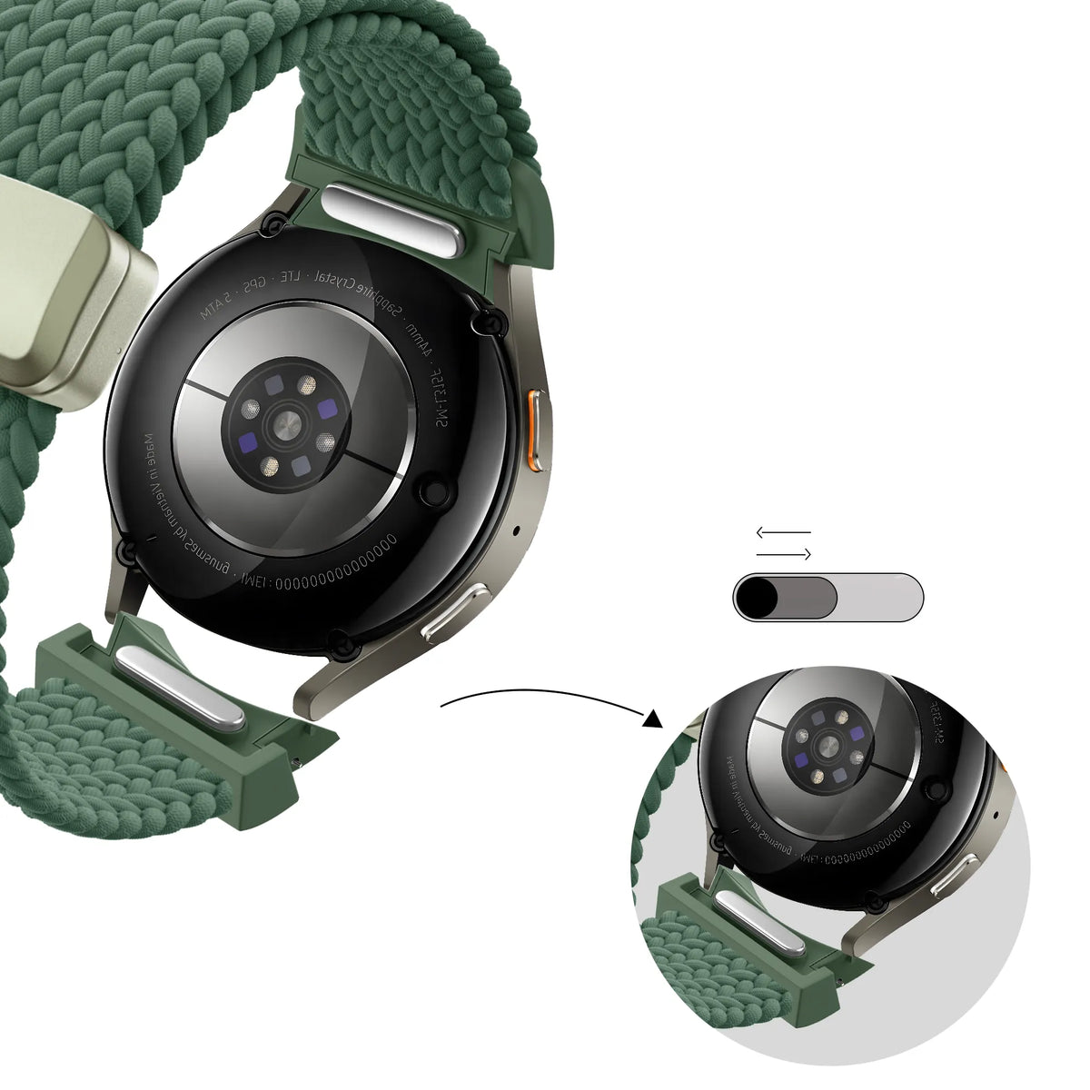 Bandz Samsung Galaxy Watch 4 Classic 46mm gevlochten band 'Easy fit' (groen)