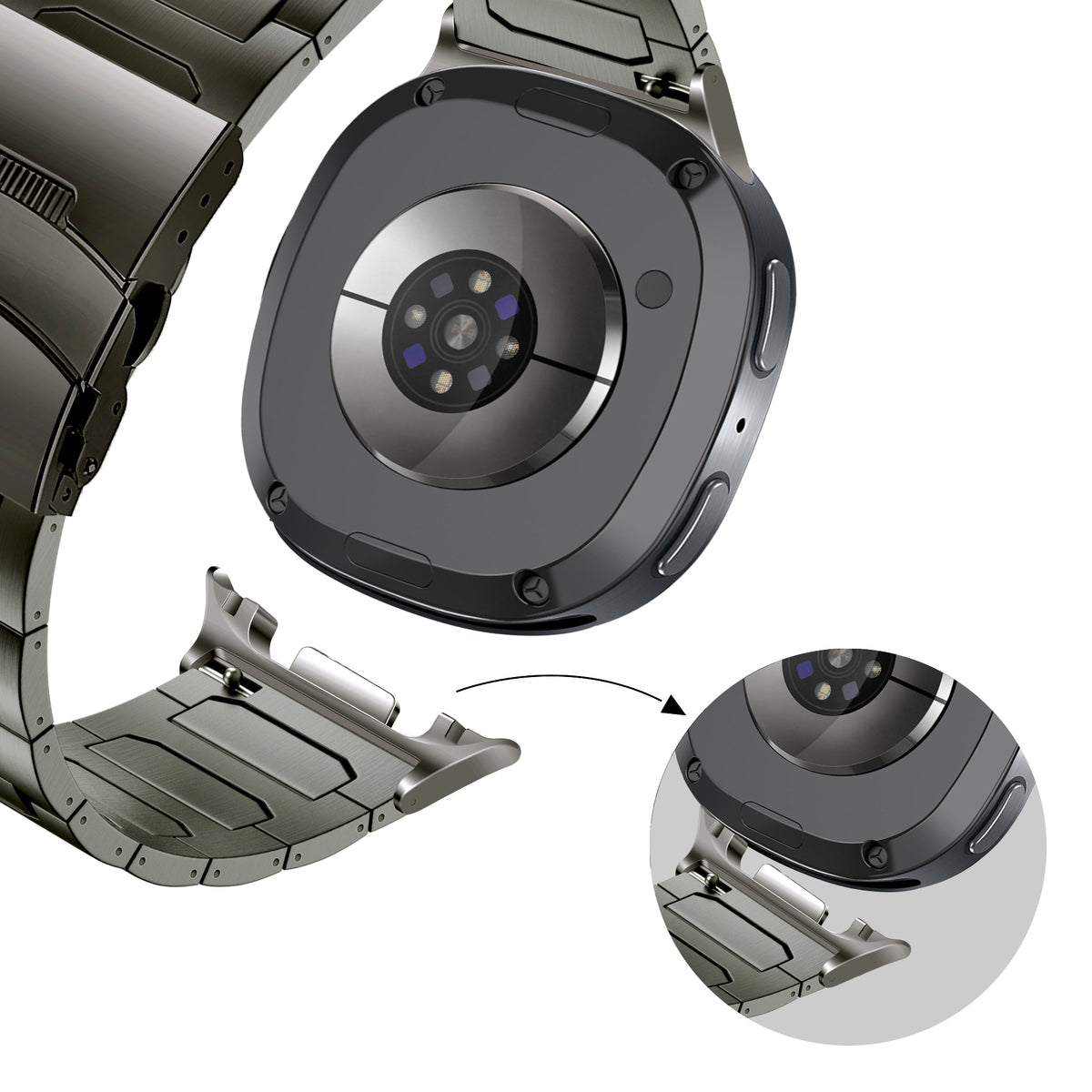Bandz Samsung Galaxy Watch 8 Classic Titanium Strap 'Deluxe' (Graphite)