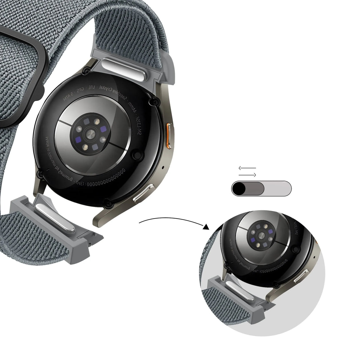 Bandz Samsung Galaxy Watch 4 Classic 46mm Elastisches Armband 'Easy Fit' (Grau/Blau)