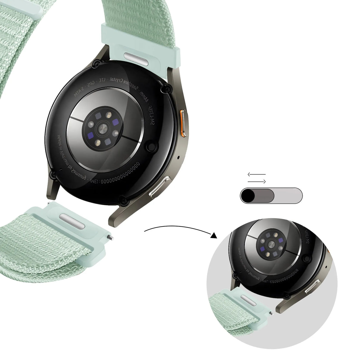 Bandz Correa nylon 'Easy Fit' Samsung Galaxy Watch 7 - 44mm (verde claro)