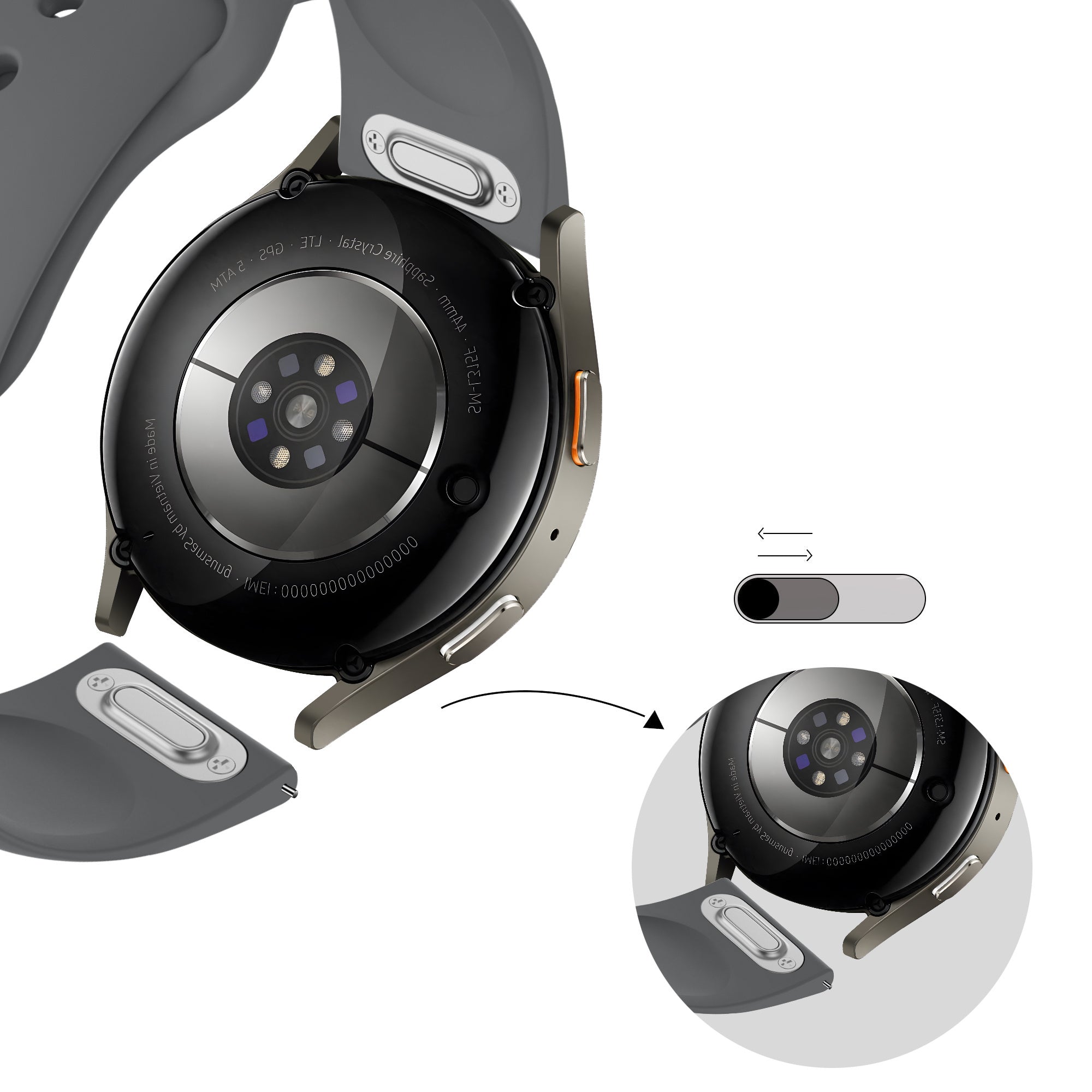 Bandz Samsung Galaxy Watch 7 - 44mm sport band 'Easy fit' (grijs)