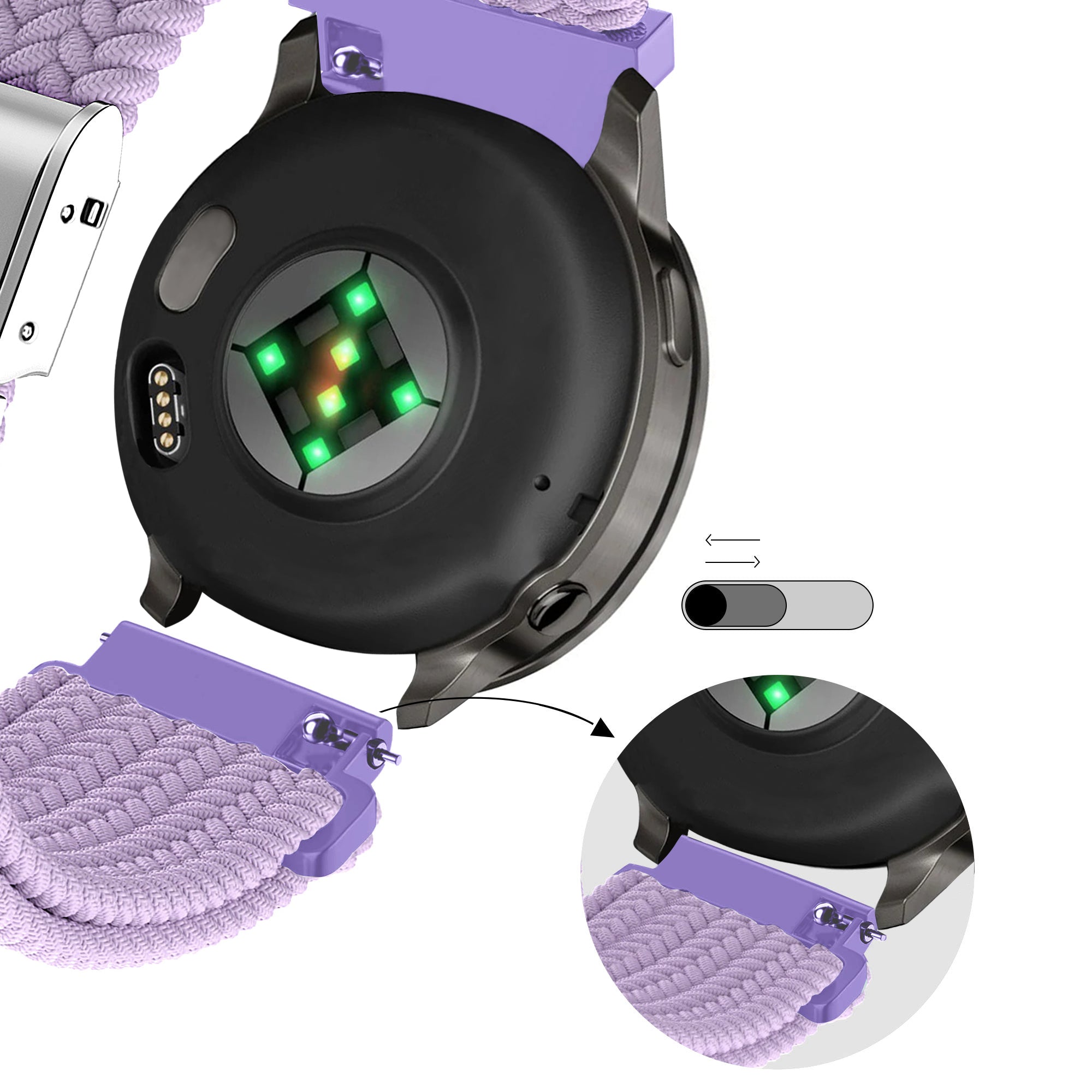 Bandz Bracelet nylon tissé Garmin Forerunner 170 (mauve)