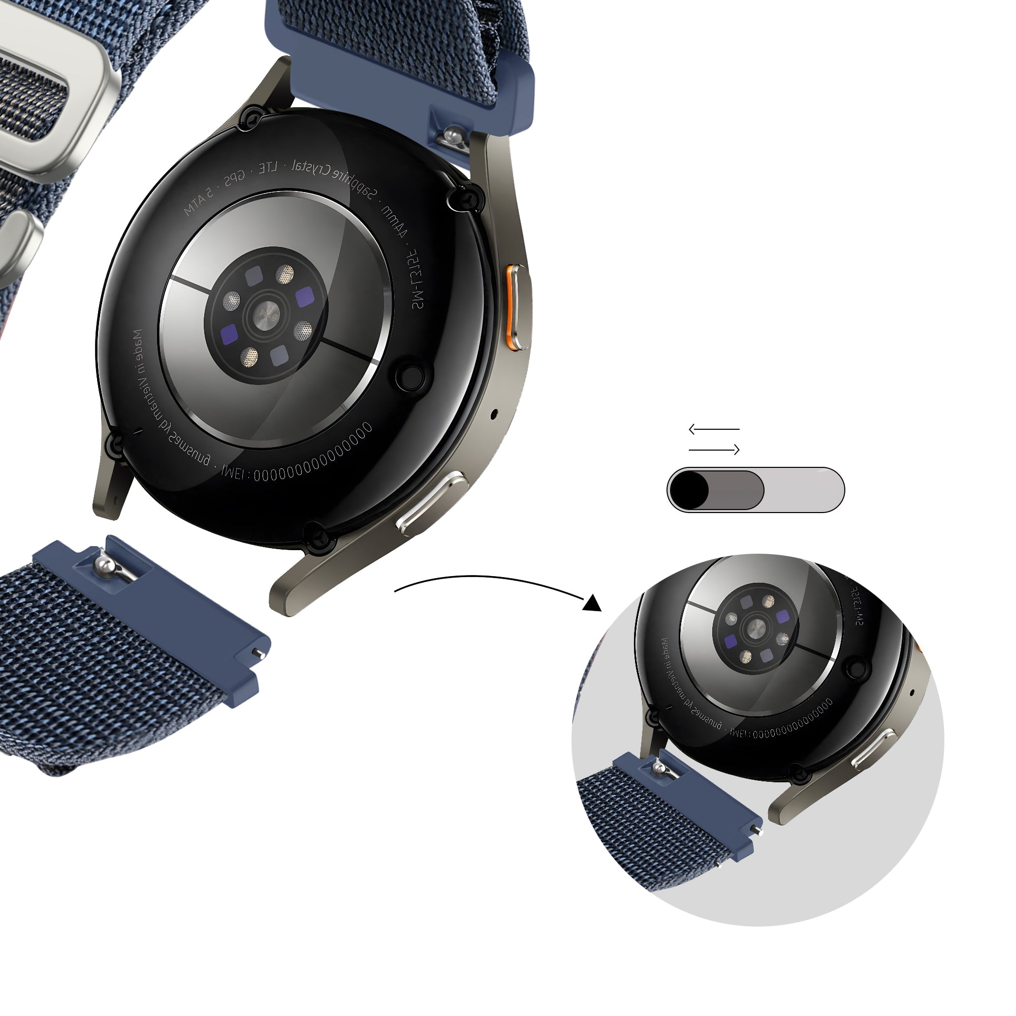 Bandz Huawei Watch GT 3 Pro 43mm Alpine nylon band (grijsblauw)