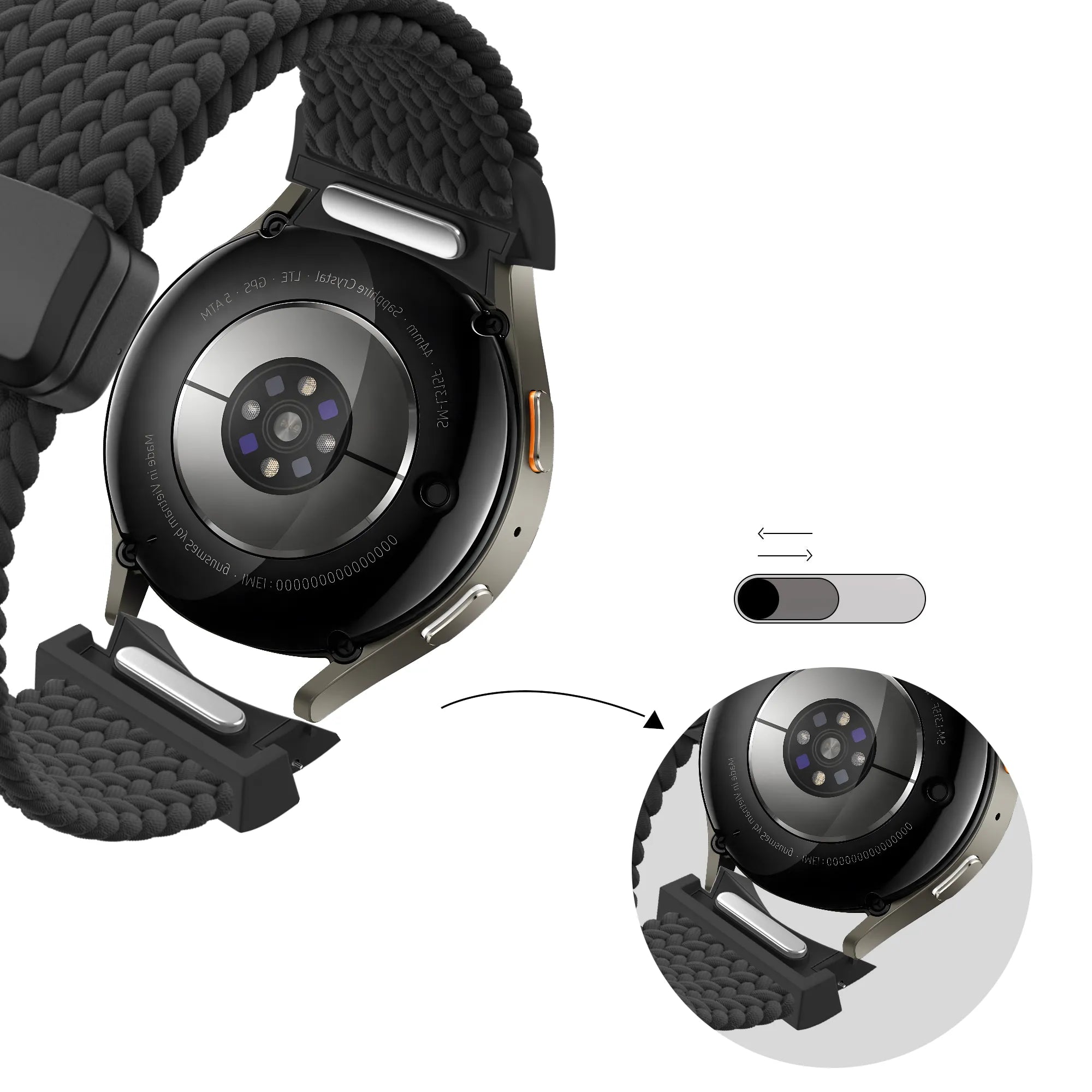 Bandz Samsung Galaxy Watch 6 - 40mm gevlochten band 'Easy fit' (zwart)