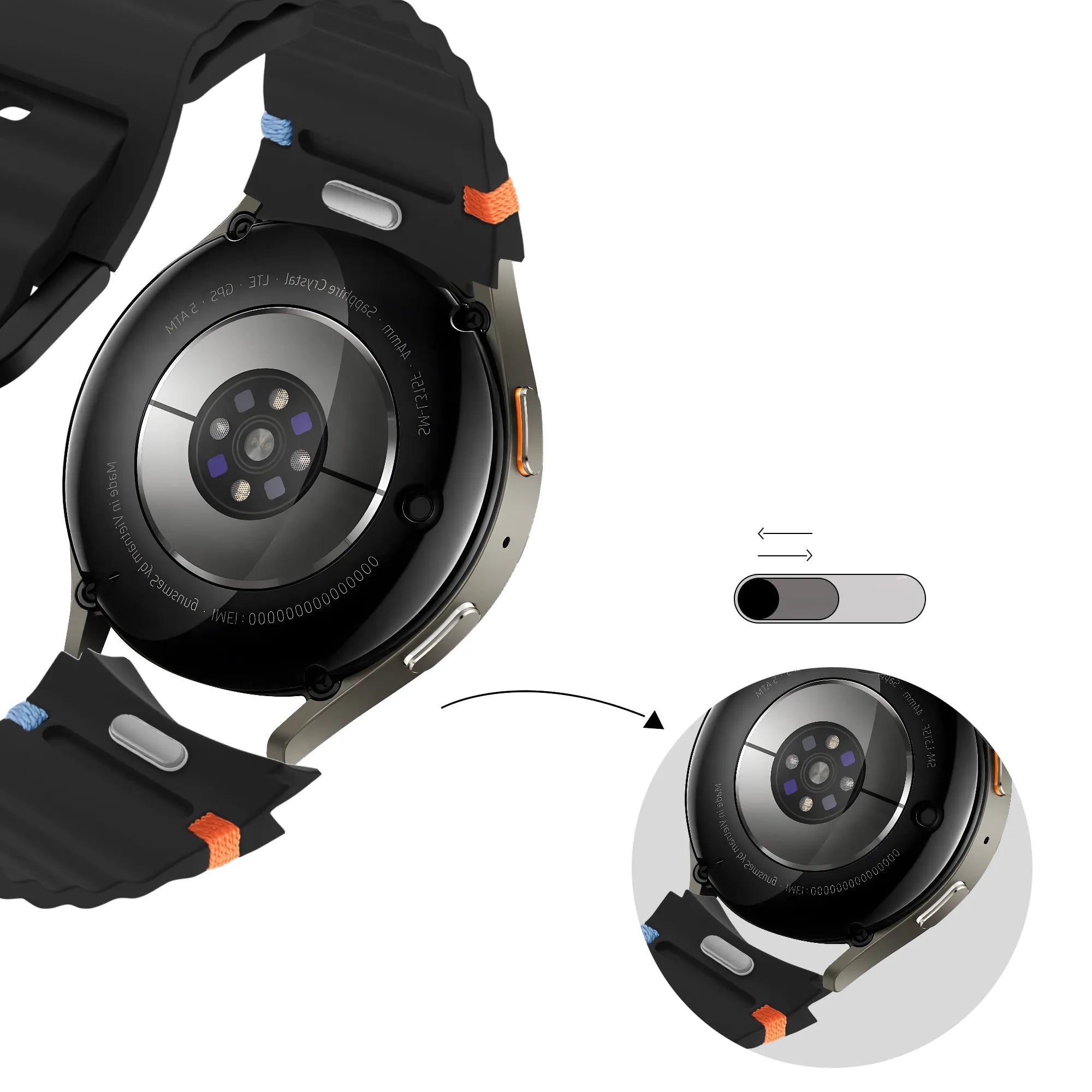 Bandz Samsung Galaxy Watch 7 - 44mm Wave Strap 'Easy Fit' (Black)