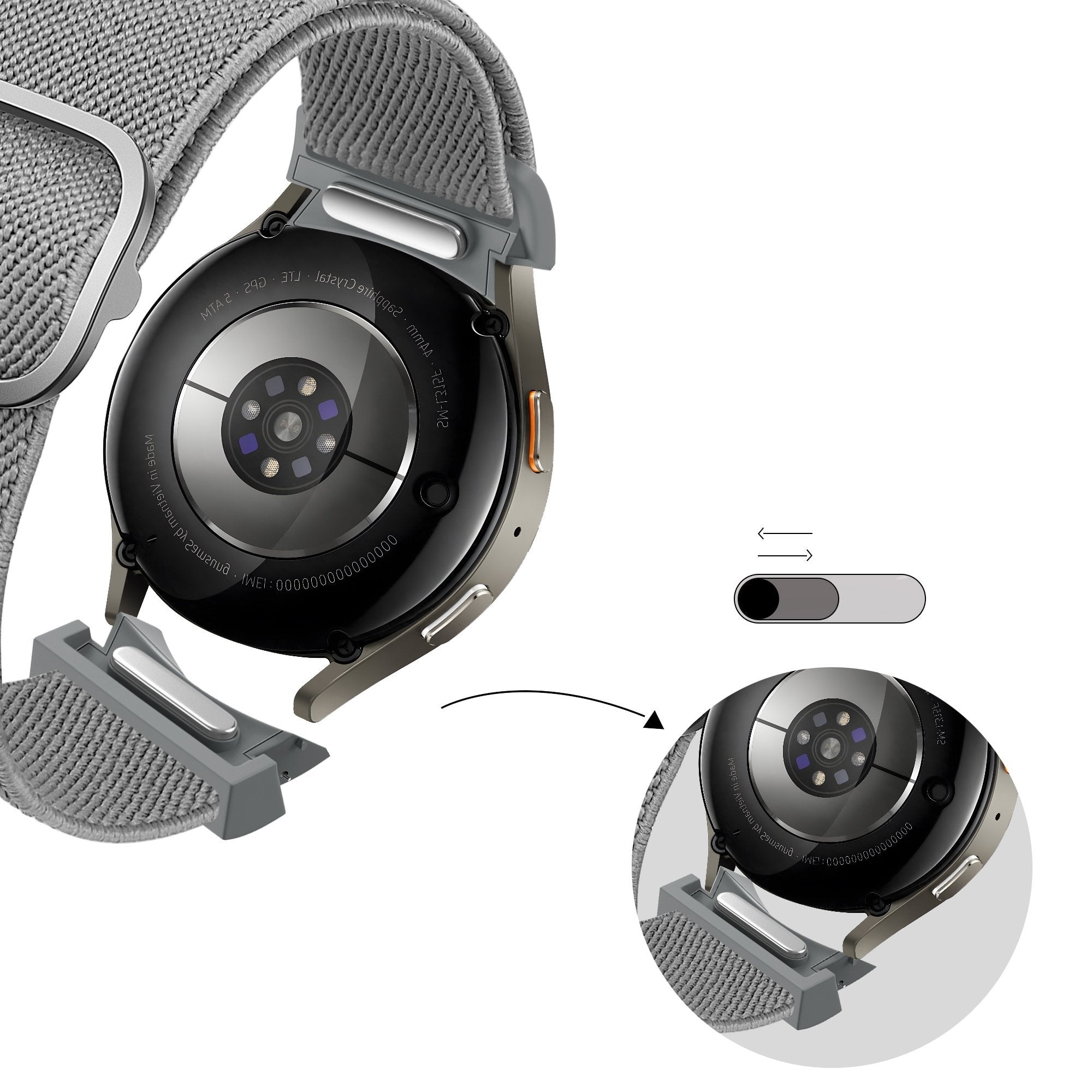 Bandz Samsung Galaxy Watch 4 40mm Elastisches Armband 'Easy Fit' (Grau)