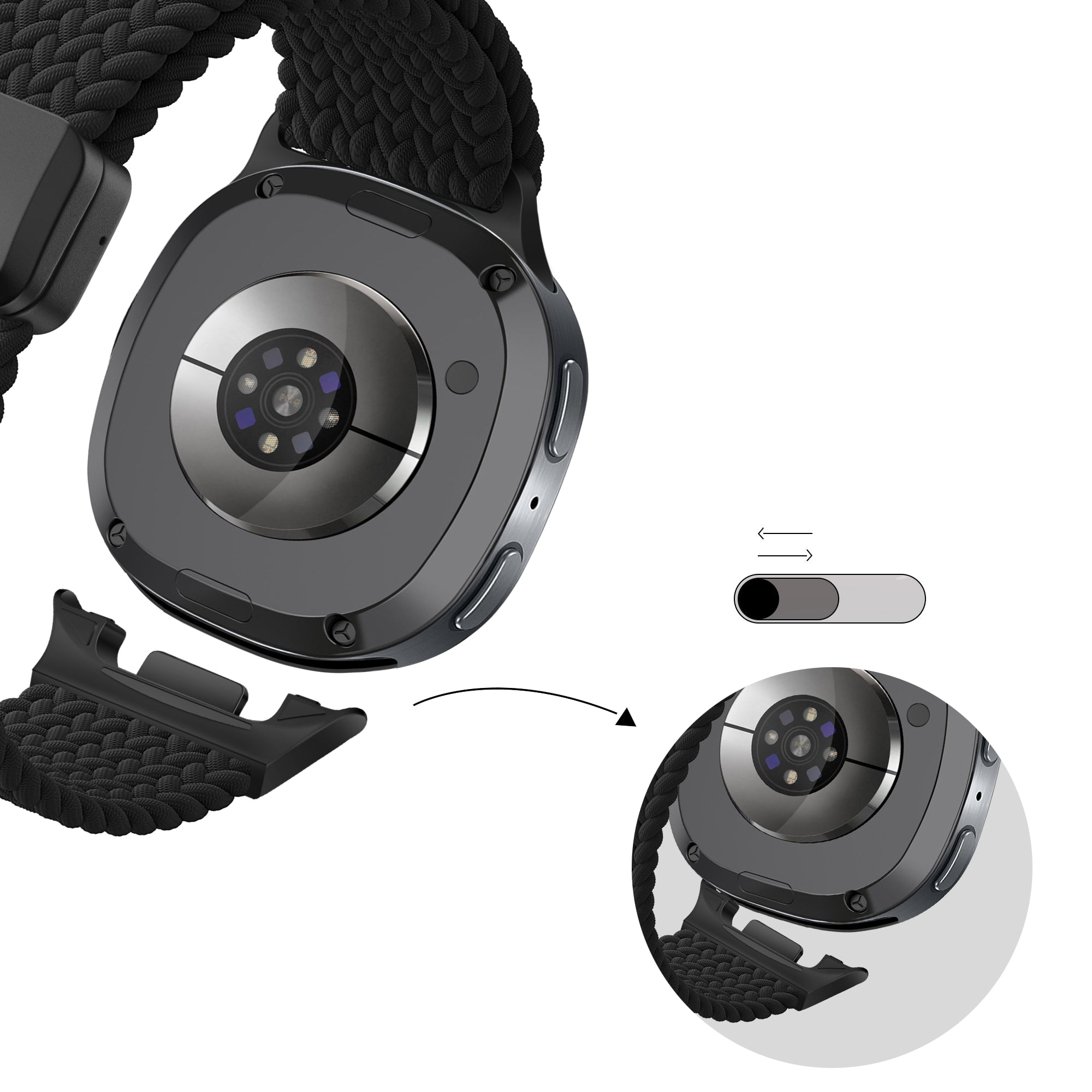 Bandz Bracelet tissé magnétique Samsung Galaxy Watch 8 - 44mm (noir)