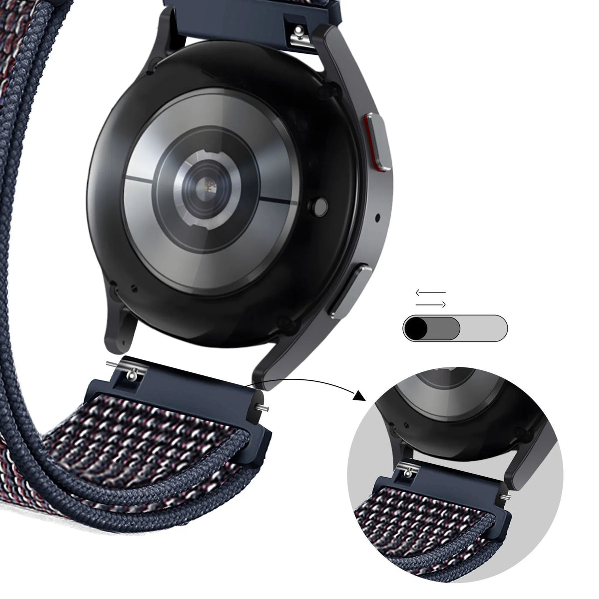 Bandz Bracelet nylon loop Huawei Watch 5 - 46mm (indigo bleu)