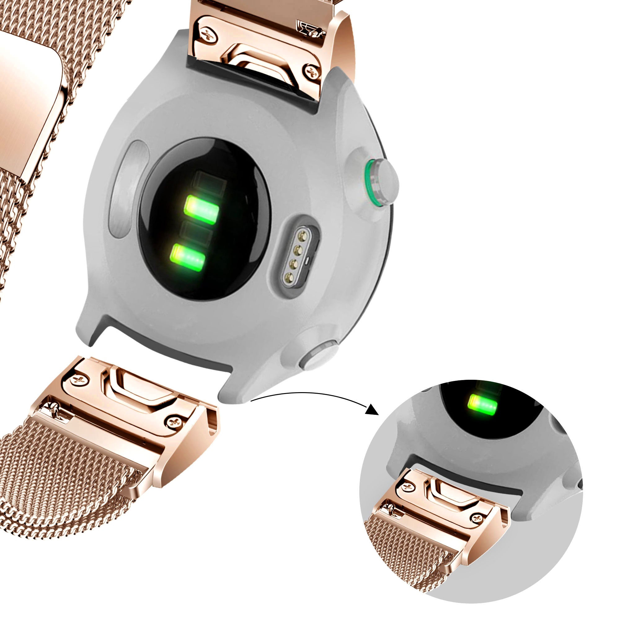 Bandz Garmin Approach S70 - 42mm Milanese loop band (rosé goud)