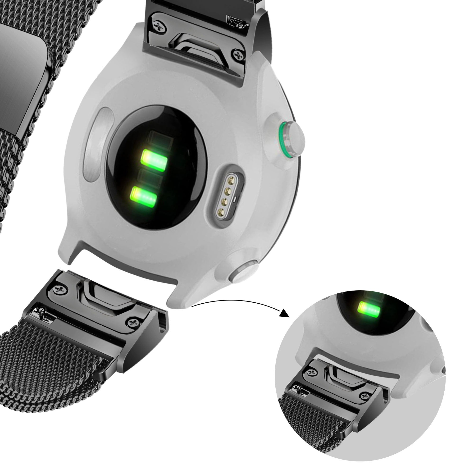 Bandz Garmin Approach S70 - 42mm Milanese loop band (zwart)