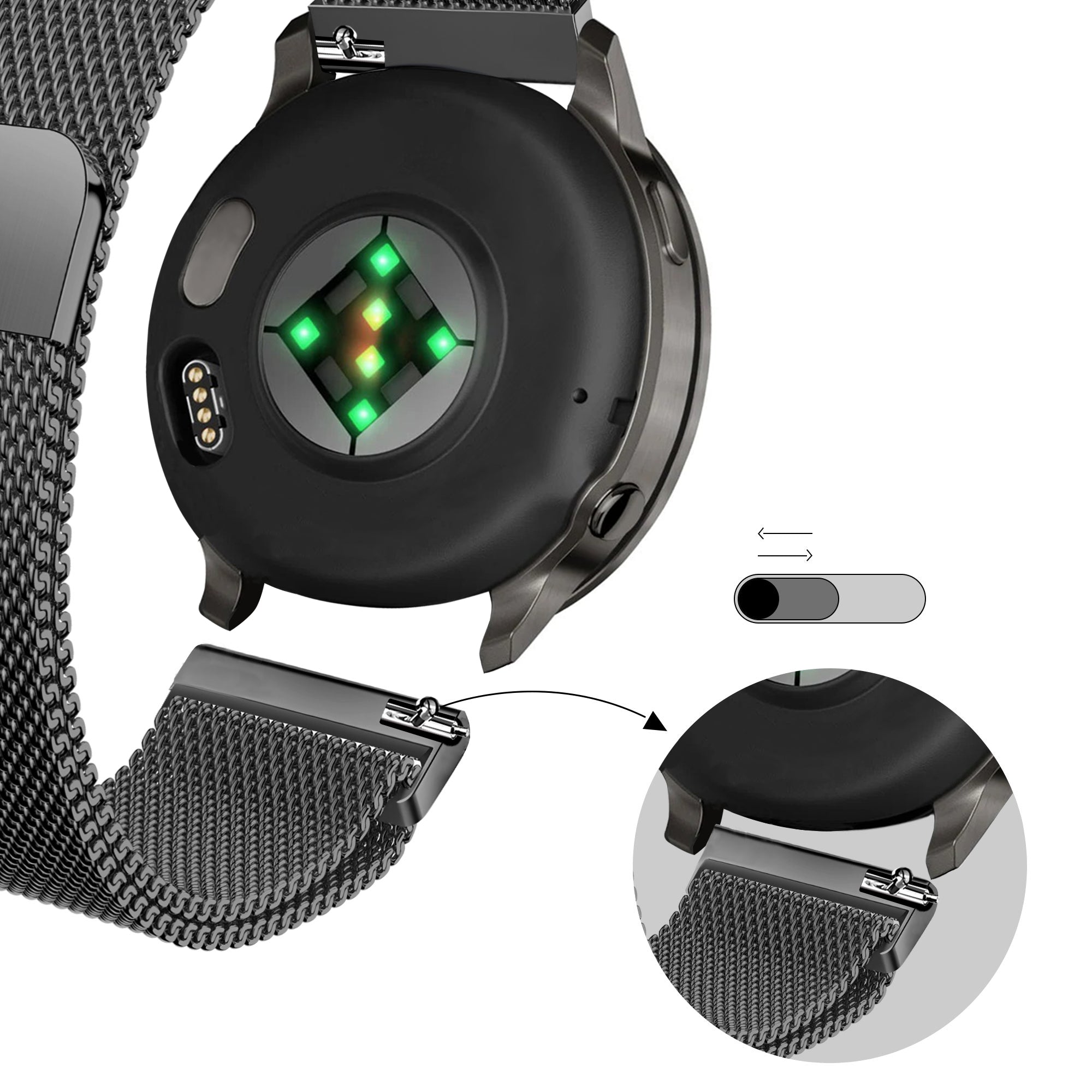 Bandz Bracelet milanais Loop Garmin Venu 3s (noir)