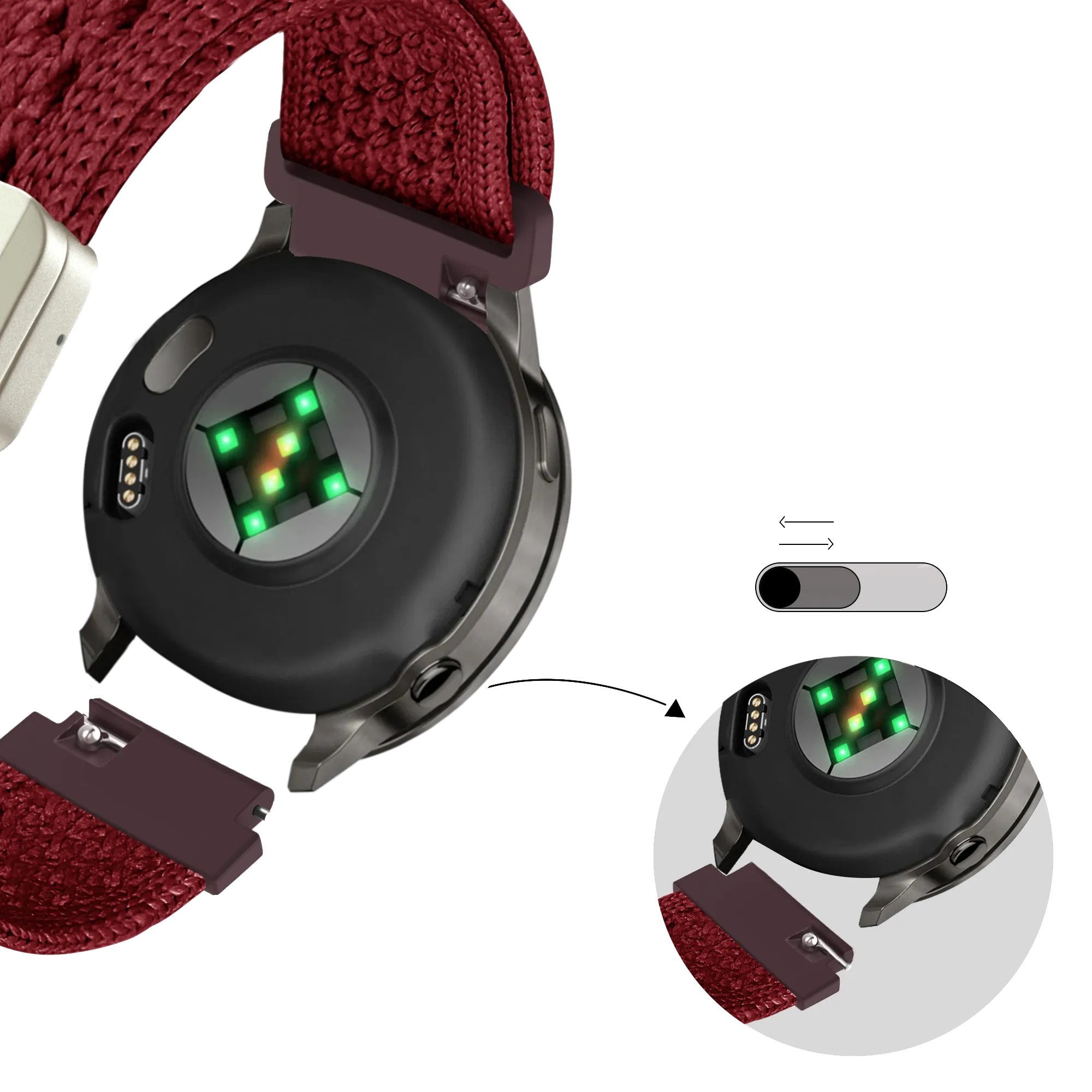 Bandz Correa nylon Vintage Garmin Approach J1 (rojo vino)