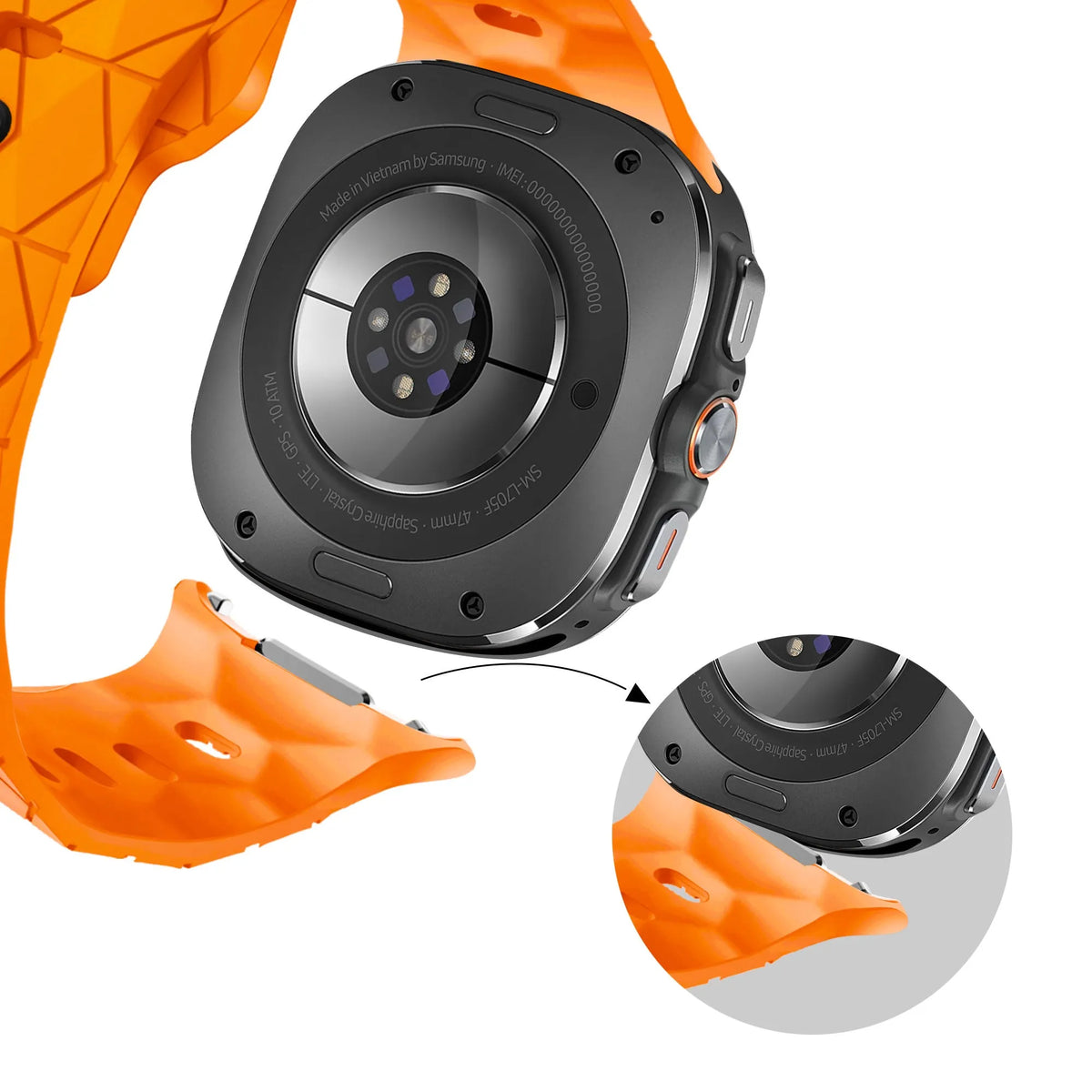 Bandz Bracelet silicone 'Hexagons' Samsung Galaxy Watch Ultra (orange)