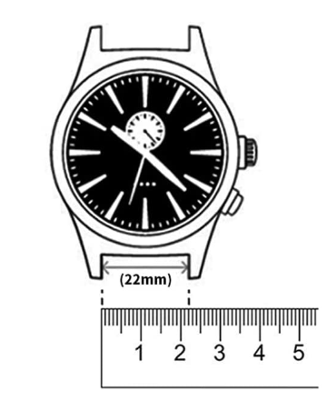 Bracelet montre cuir hybride 22mm -  universal (noir)