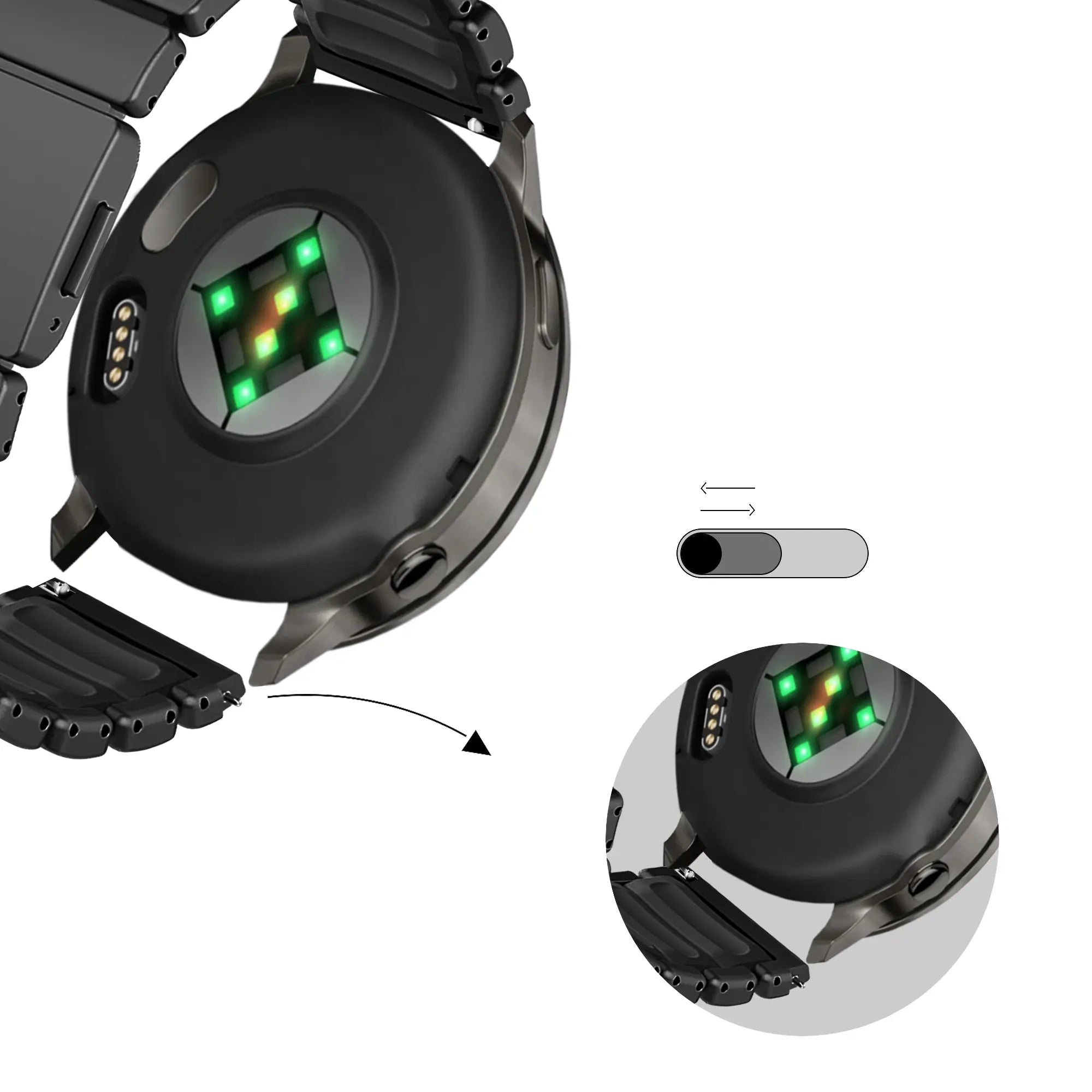 Bandz Suunto 9 Peak Pro Titanarmband 'Hybrid' (Schwarz)