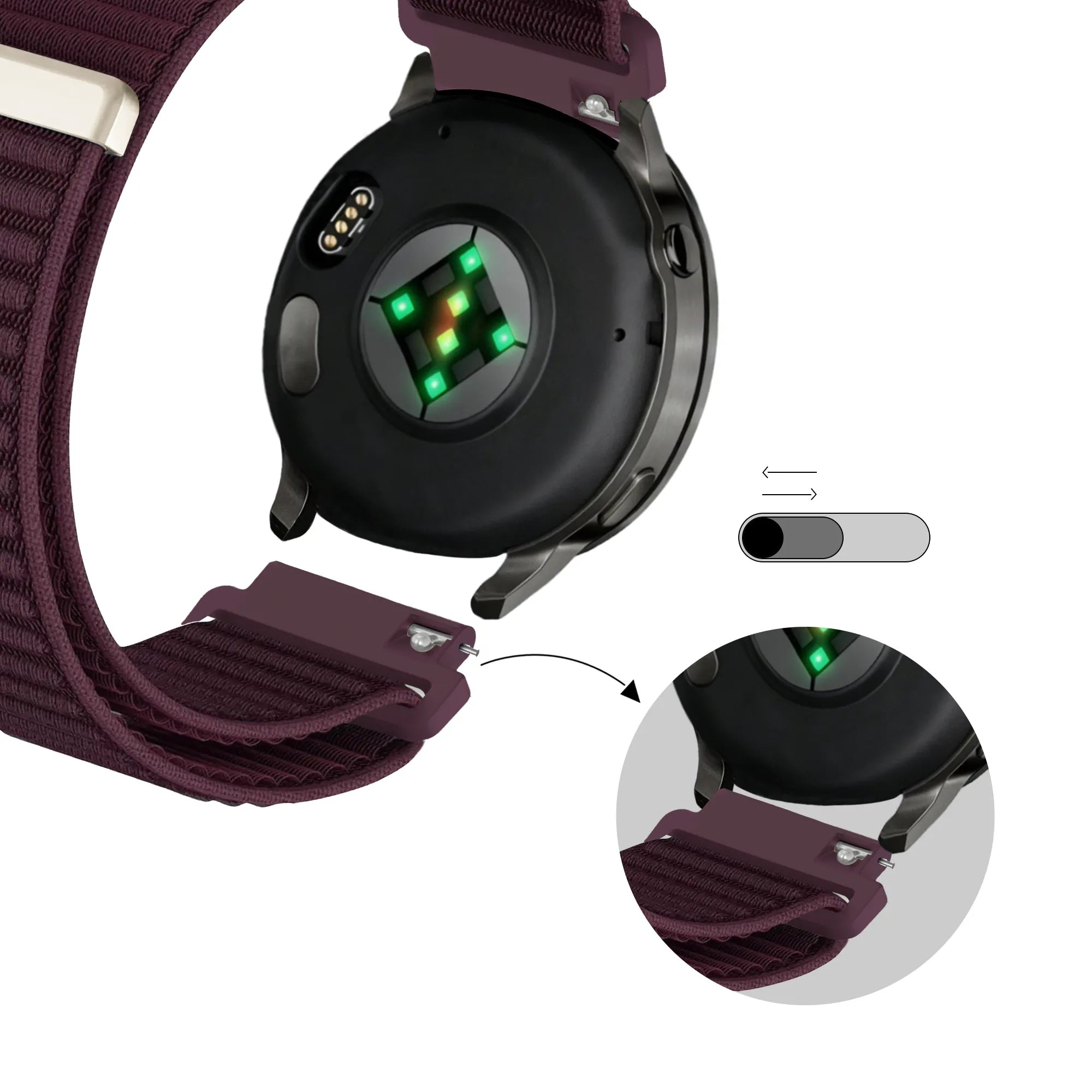 Bandz Garmin Forerunner 265s nylon band 'Wave' (donkerpaars)
