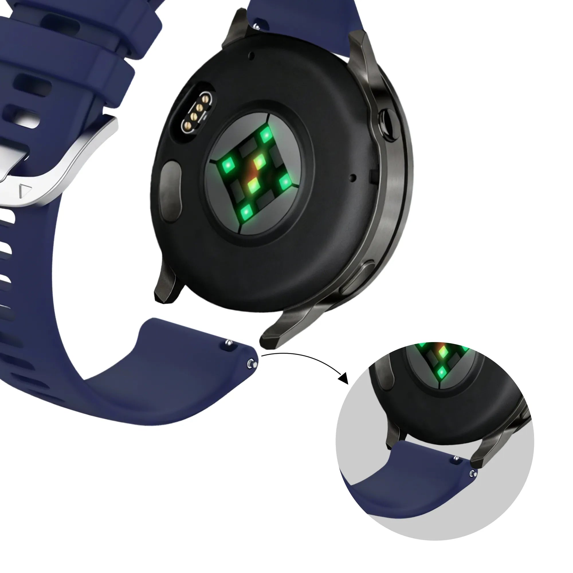 Bandz Bracelet silicone 'Classic' Garmin Vivoactive 4s (bleu foncé)