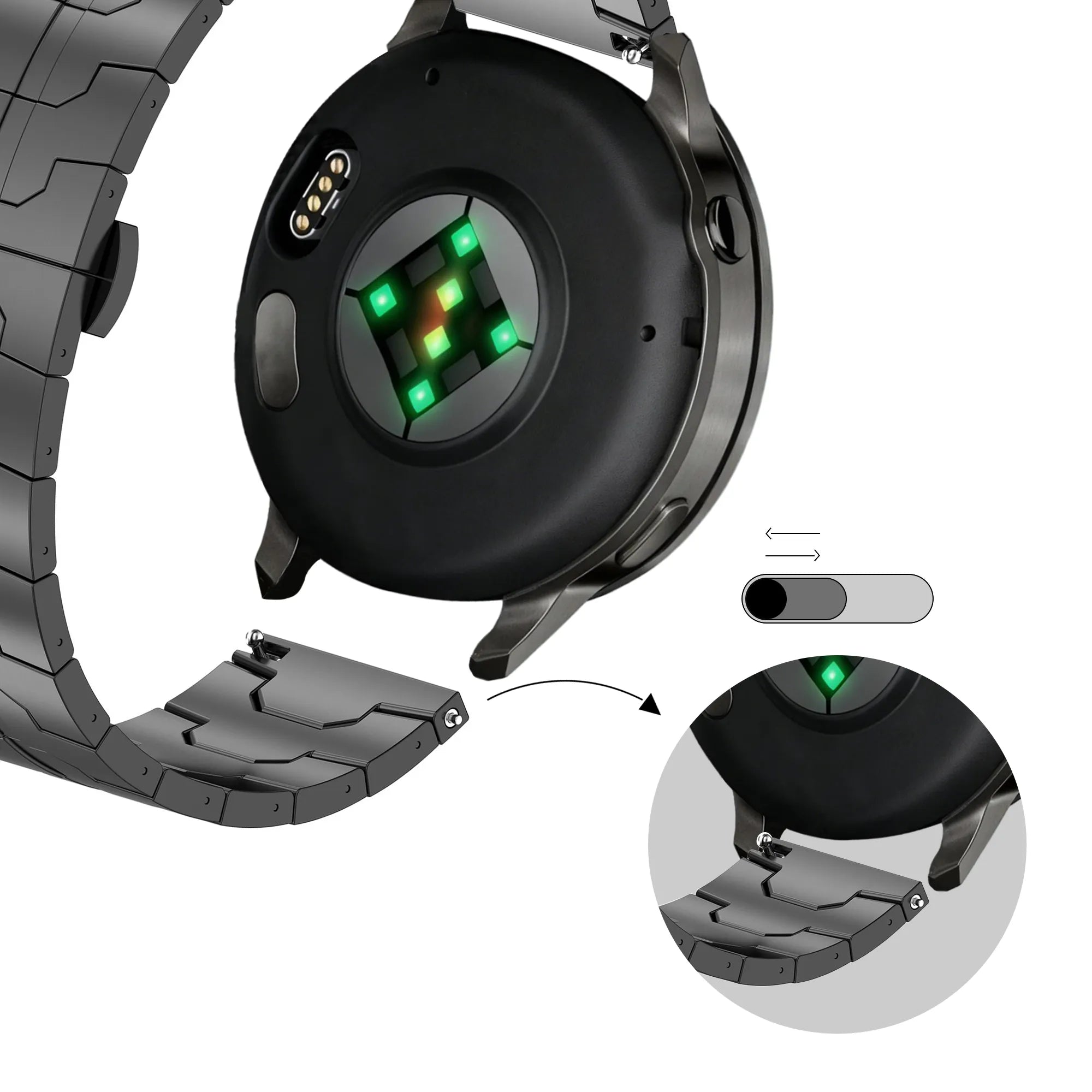Bandz Garmin Venu 3 stalen band 'Iron' (zwart)